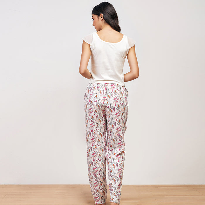 Paisley dots Summer full Pyjama – White