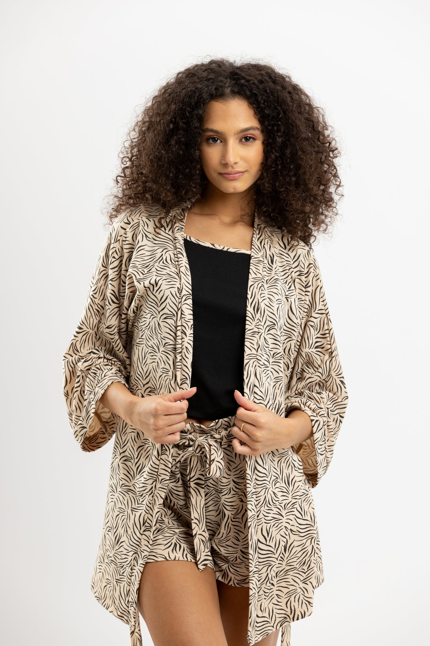 Animal Print summer 3 Pcs Pyjama Black