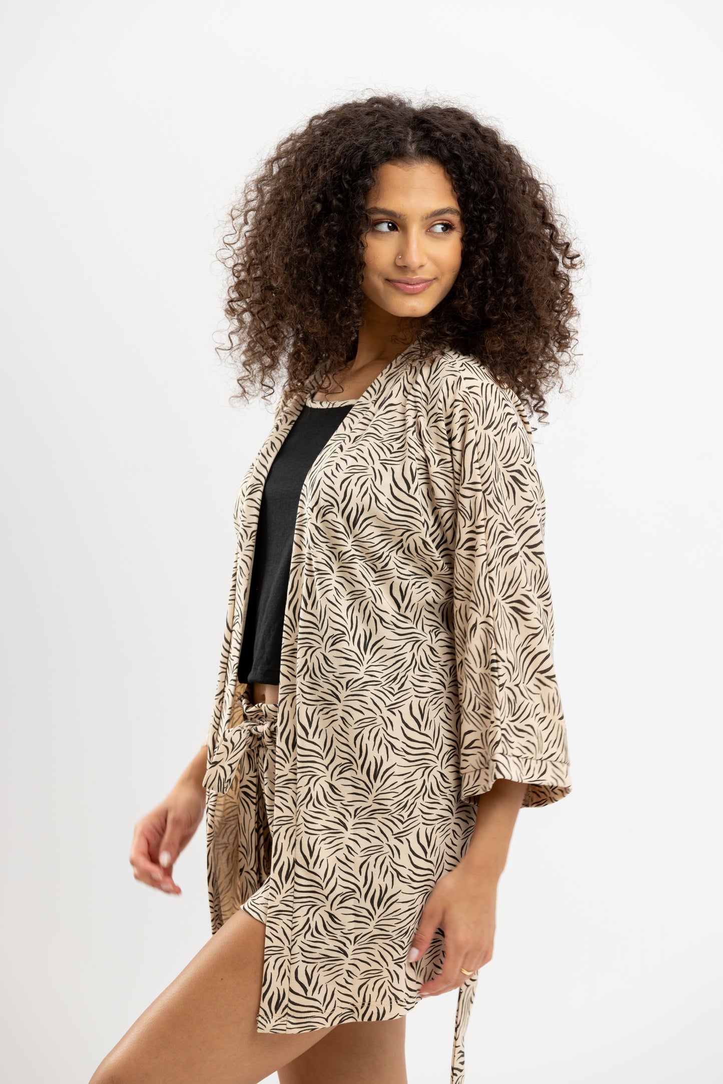 Animal Print summer 3 Pcs Pyjama Black