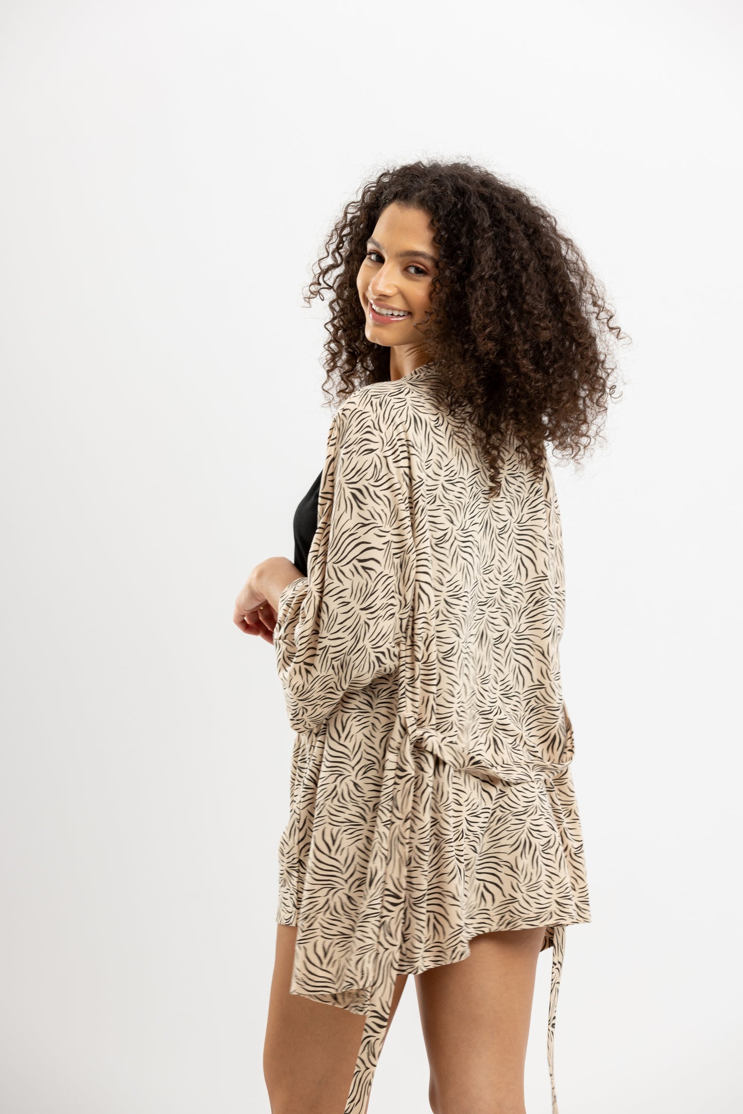 Animal Print summer 3 Pcs Pyjama Black