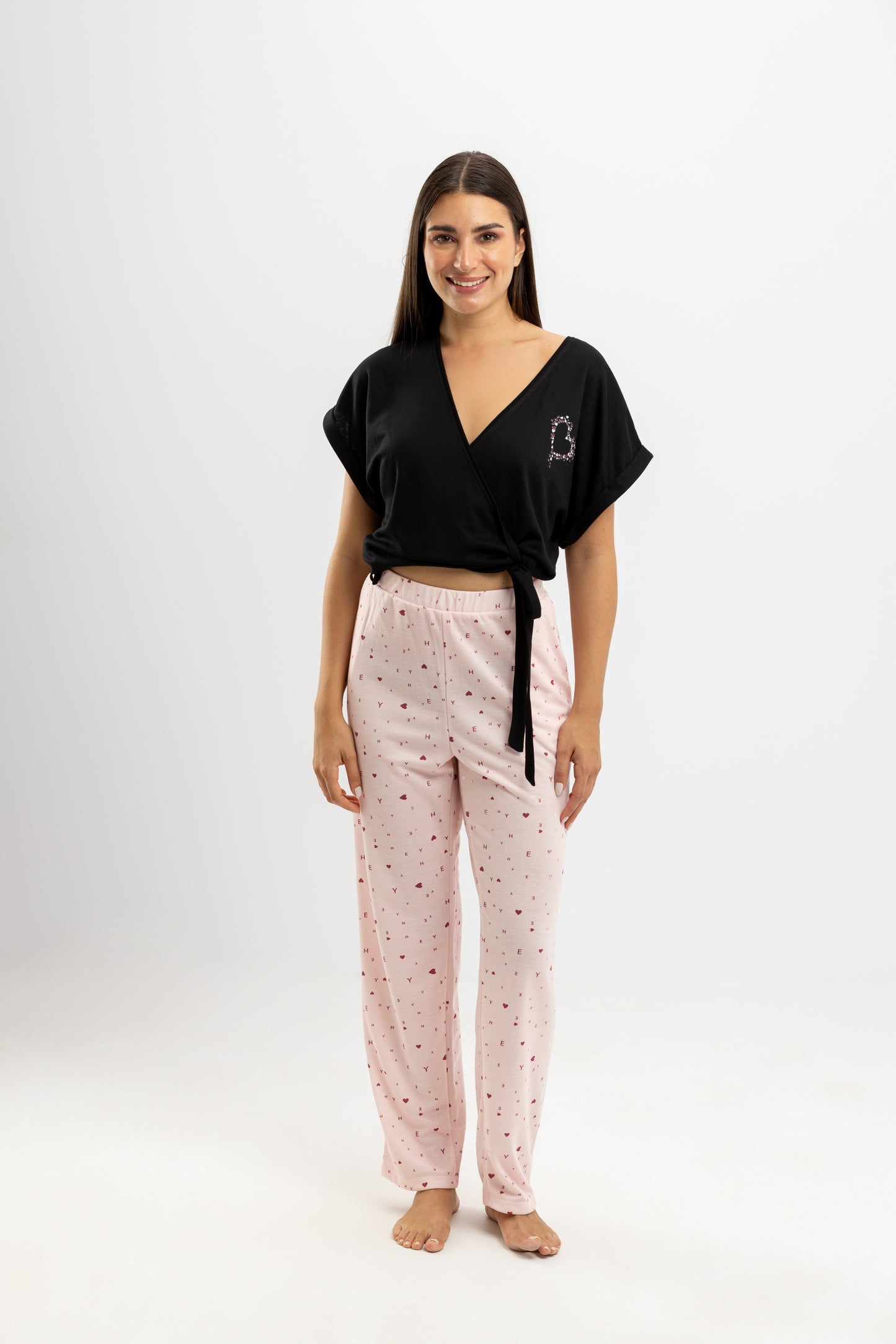 Heart Summer Full Pyjama Black