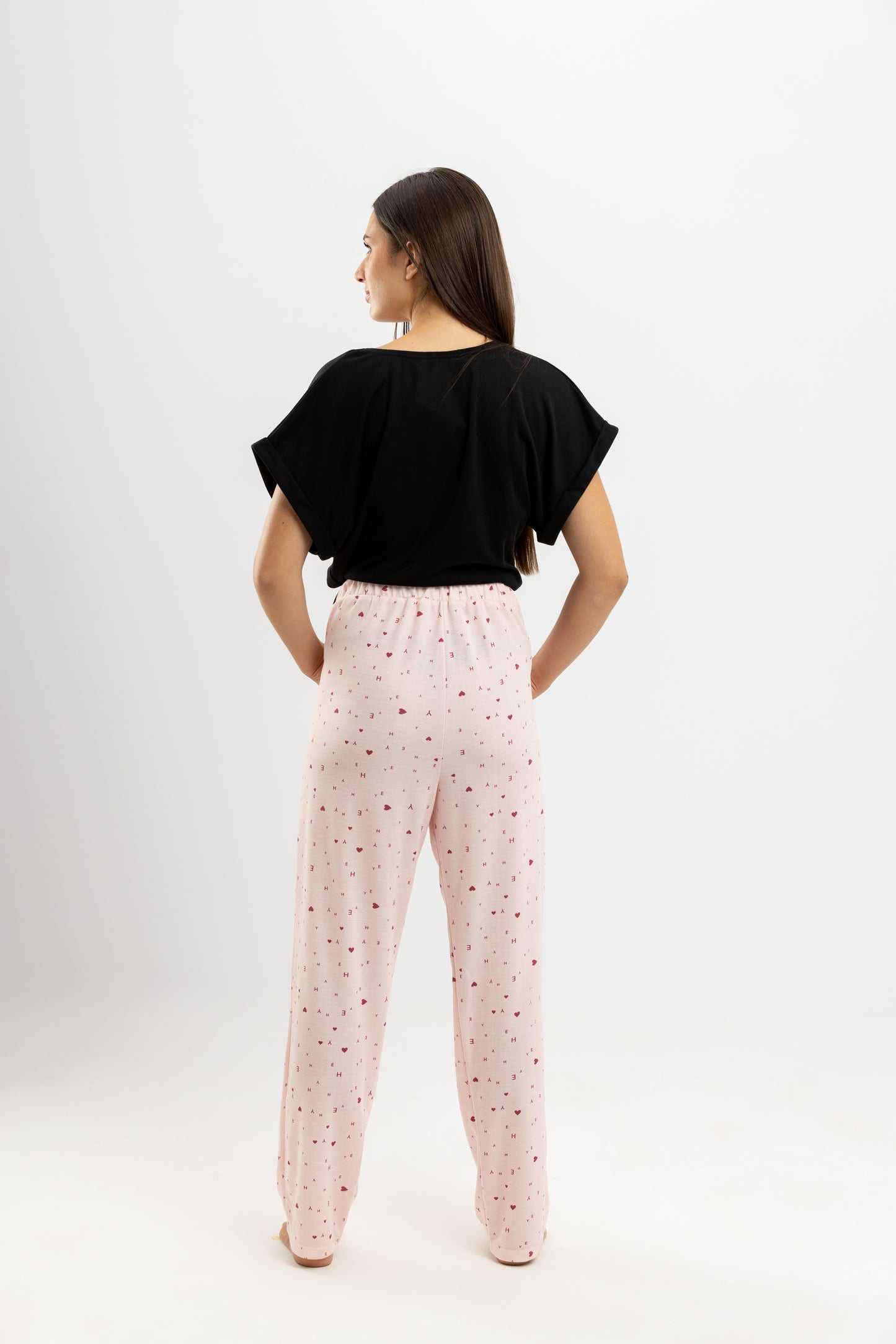 Heart Summer Full Pyjama Black