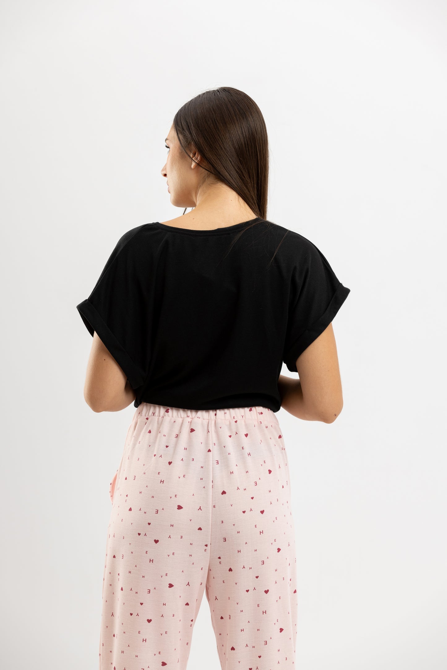 Heart Summer Full Pyjama Black