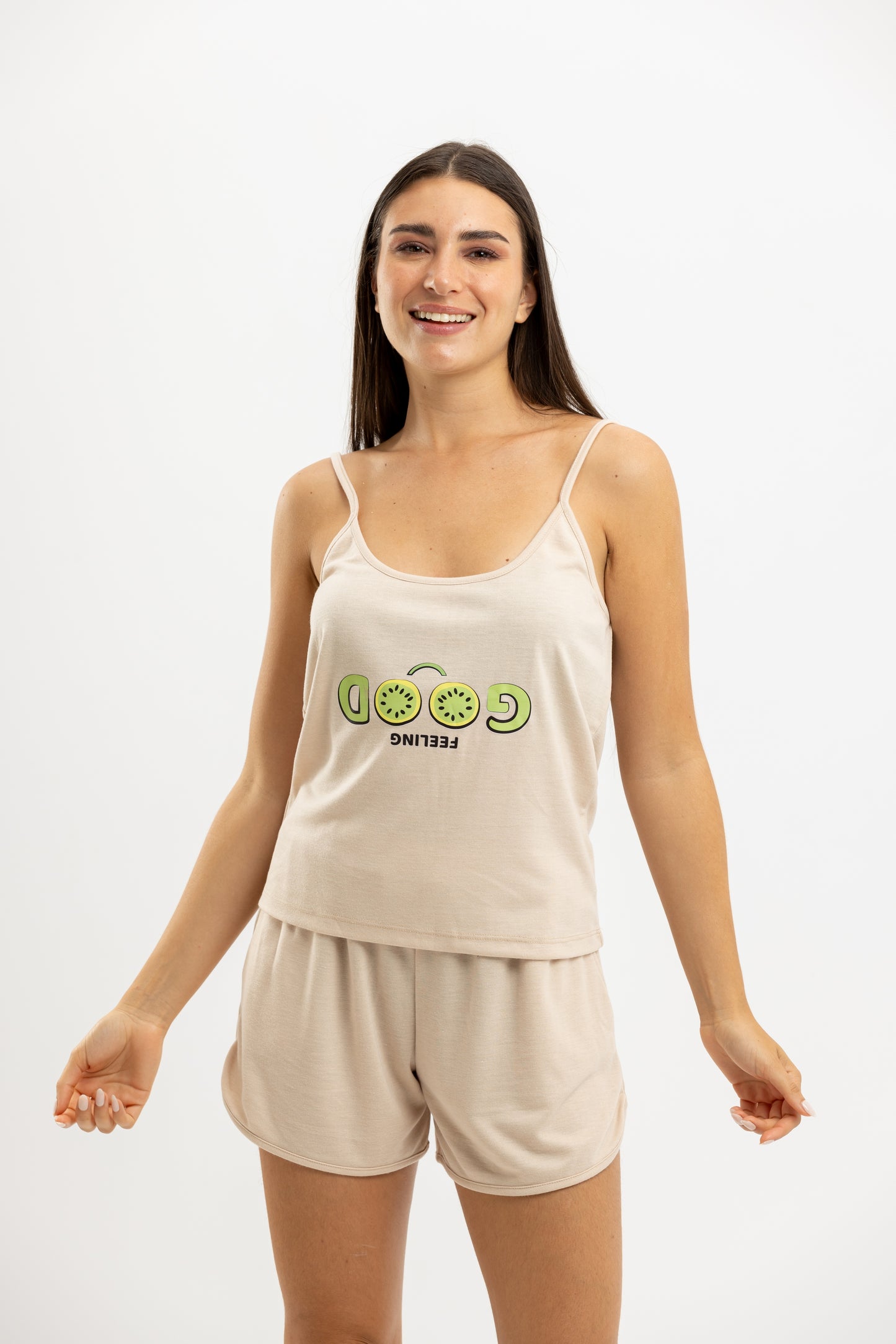 Mint Summer Full Tie Pyjama Biege