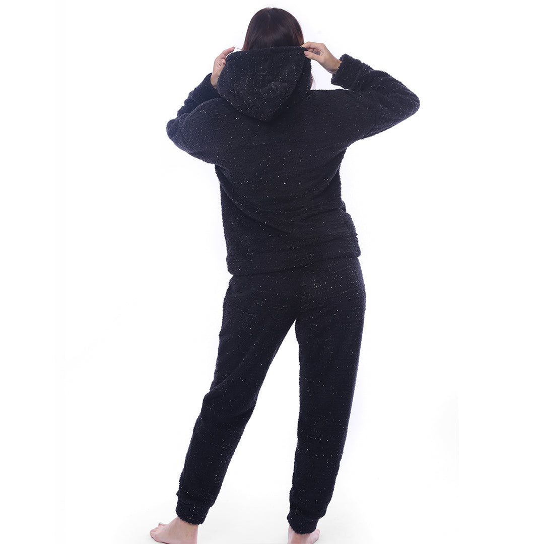 Black Plain Full Winter Pyjama Black