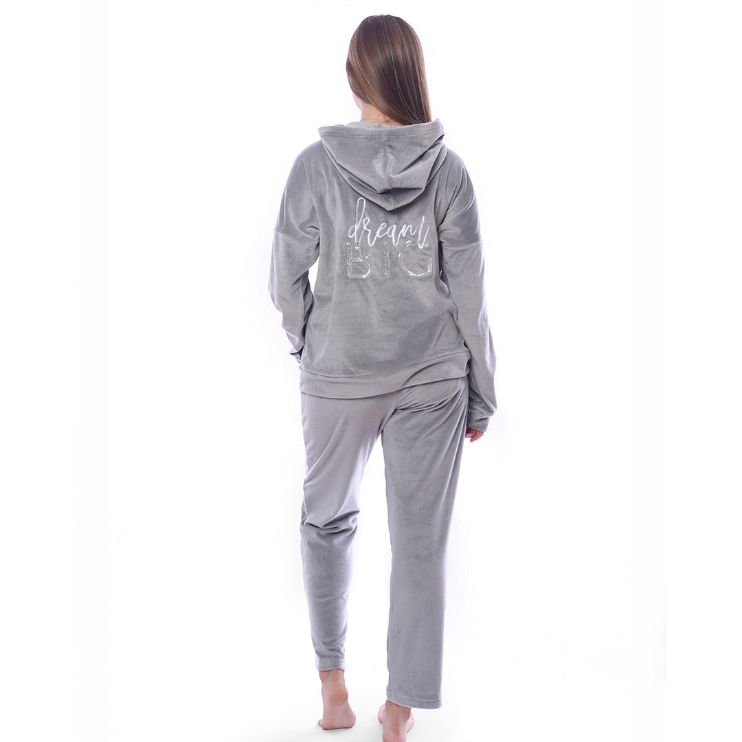 Plain Grey Winter Full Pyjama Velour