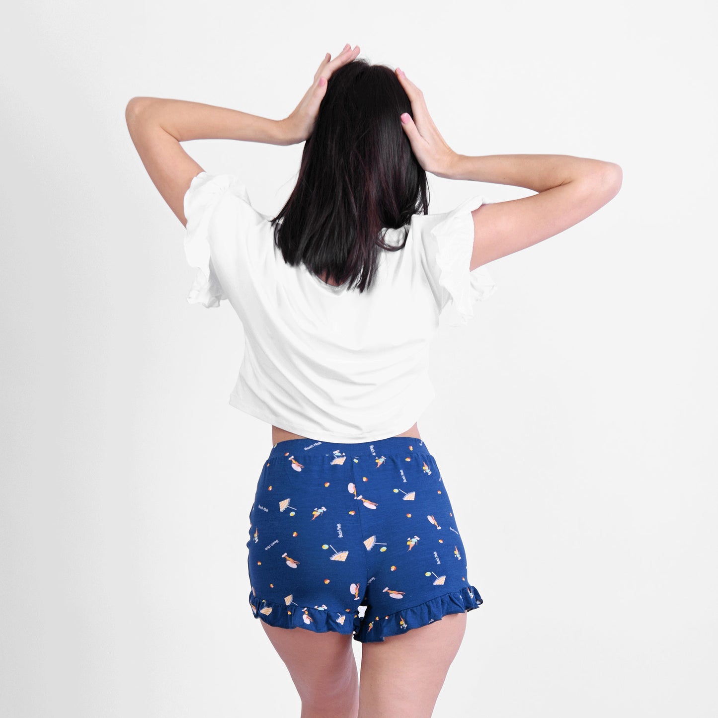 Beach Mood Summer Pyjama Hot Short With Crop Top