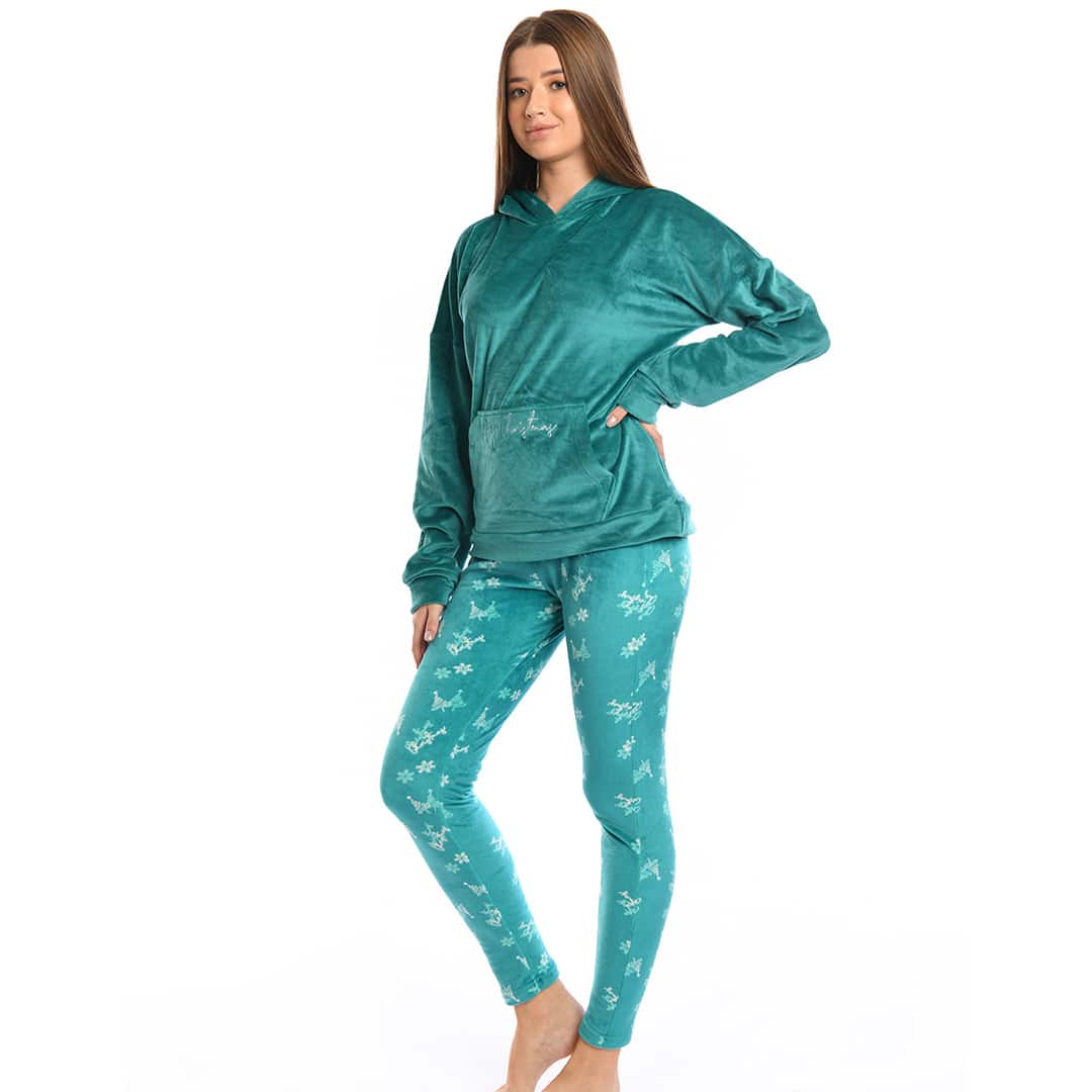 Green Christmas Full Pyjama Velour