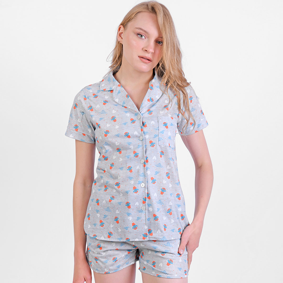 Cactus Classic Short Summer Pyjama Gray