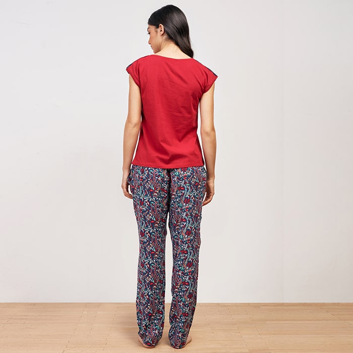 Geomatrice floral Summer full Pyjama - Red