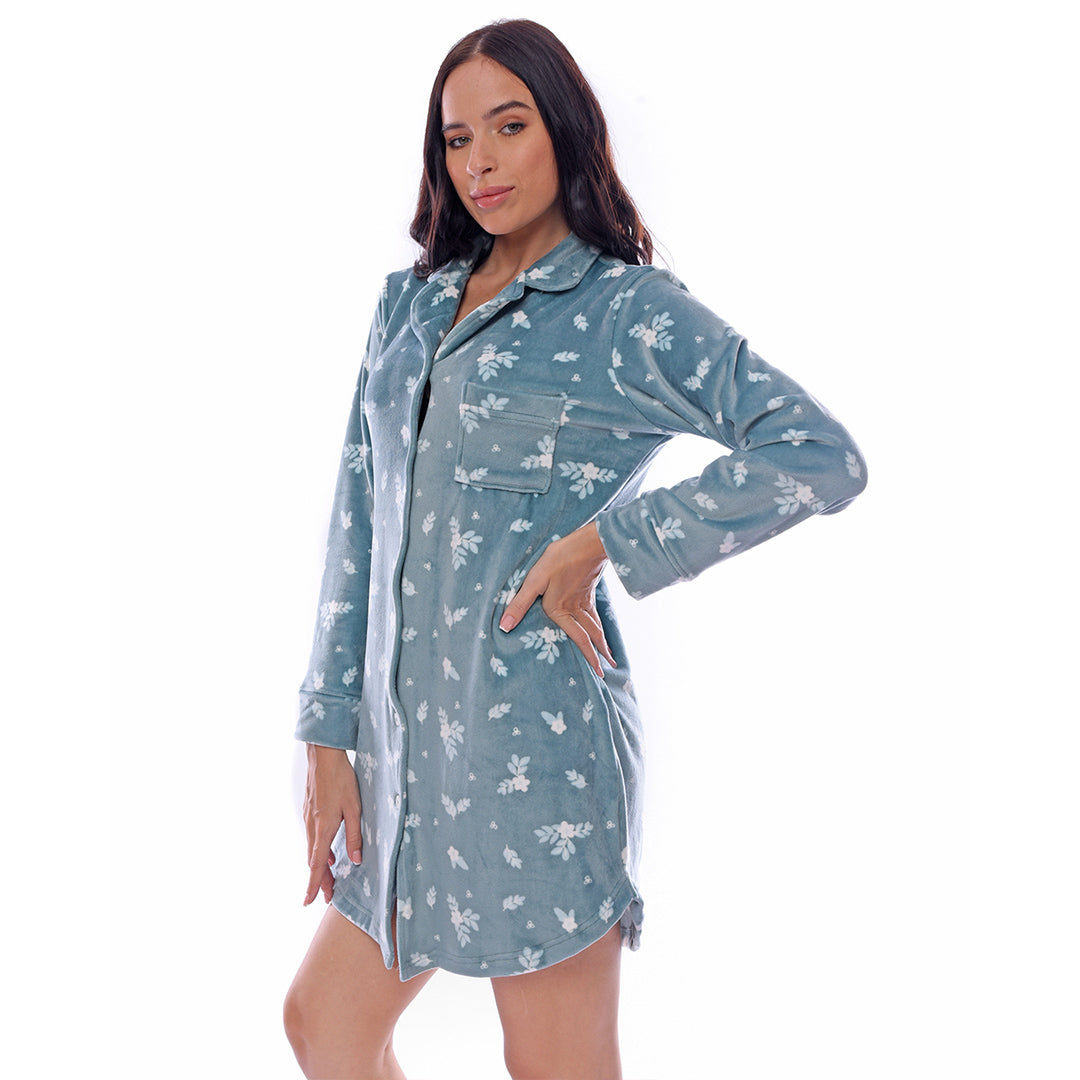 Flowers Night Shirt Velour