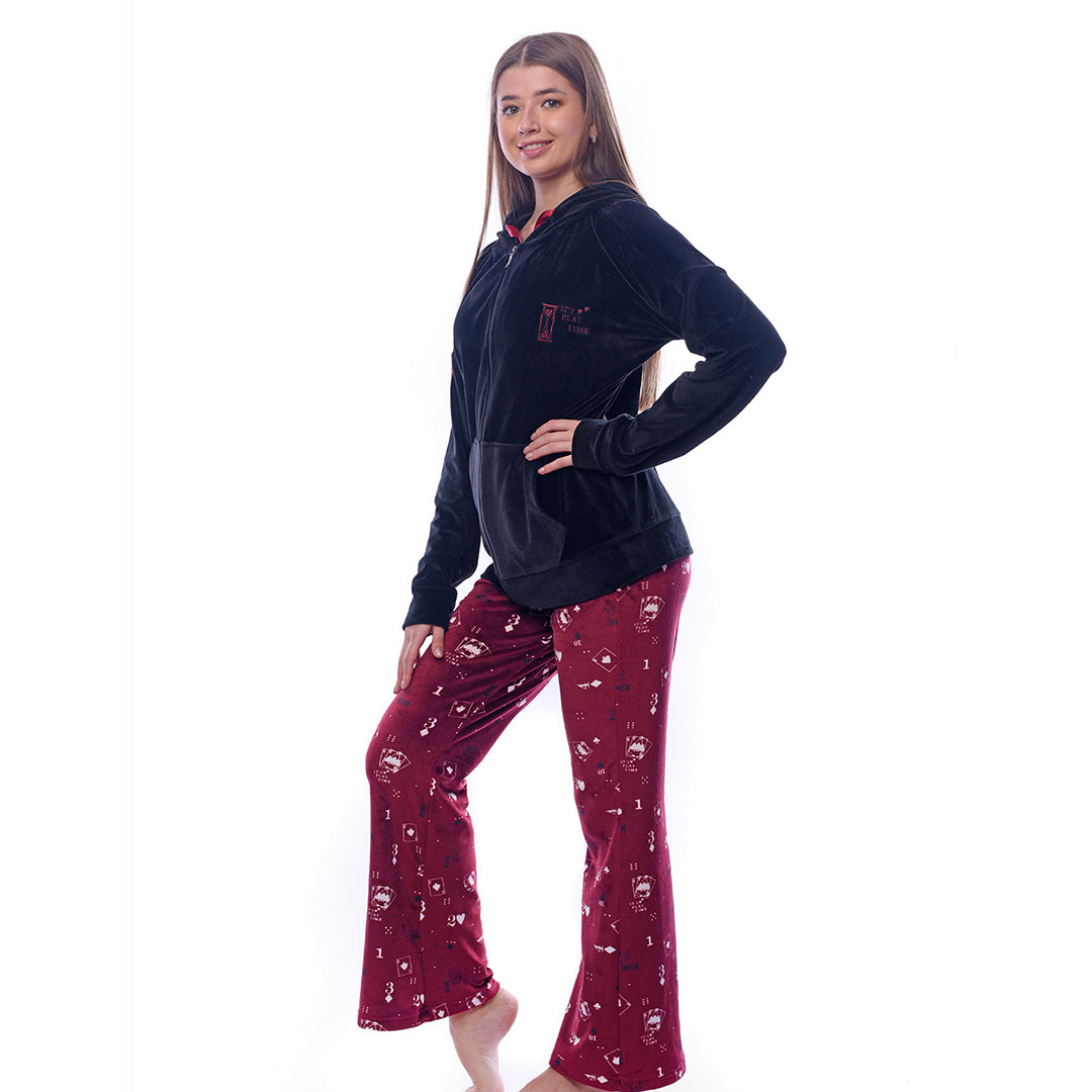 Red Playing Pyjama Velour - White Shirt