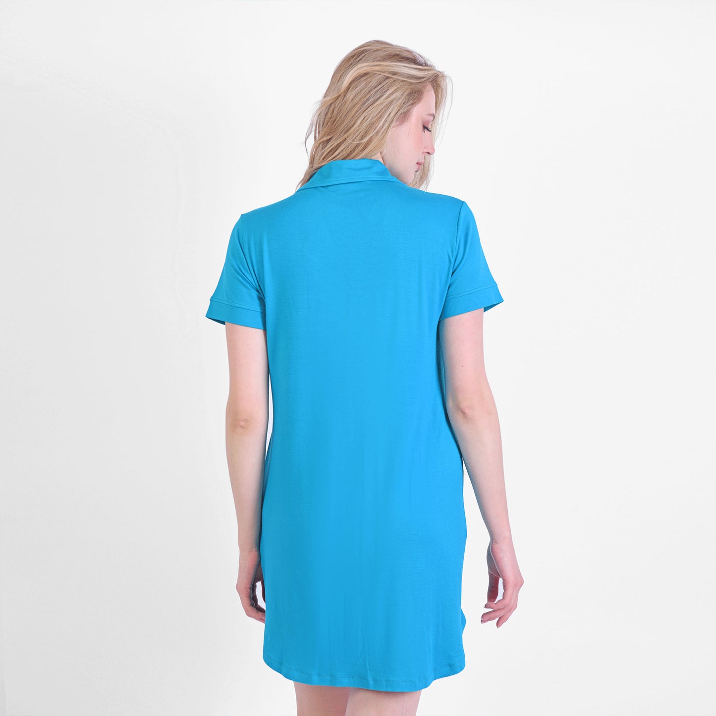 Abs Flowers Short Sleeves Summer Nightshirt Baby-Blue
