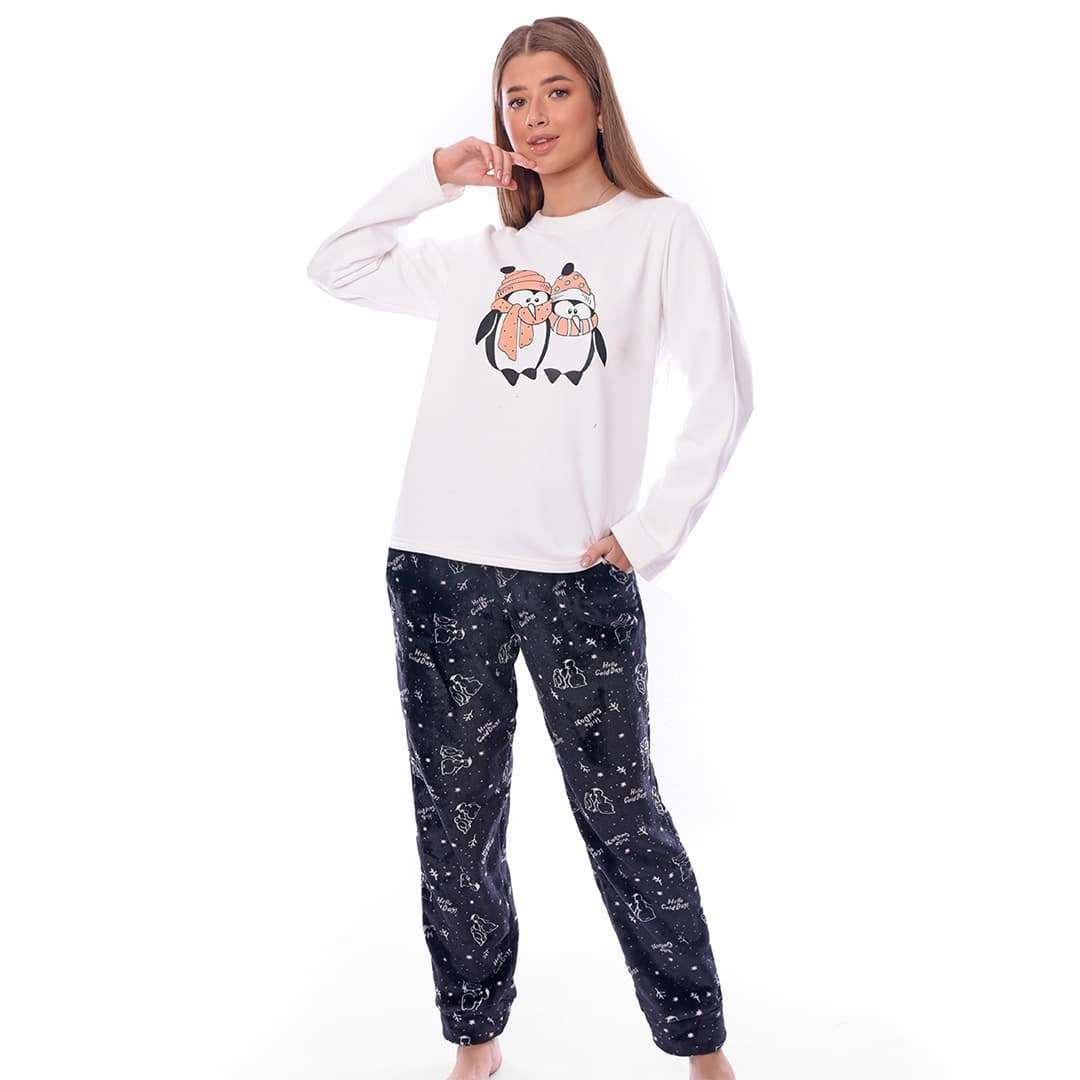 Hello Cold Days White Full Pyjama