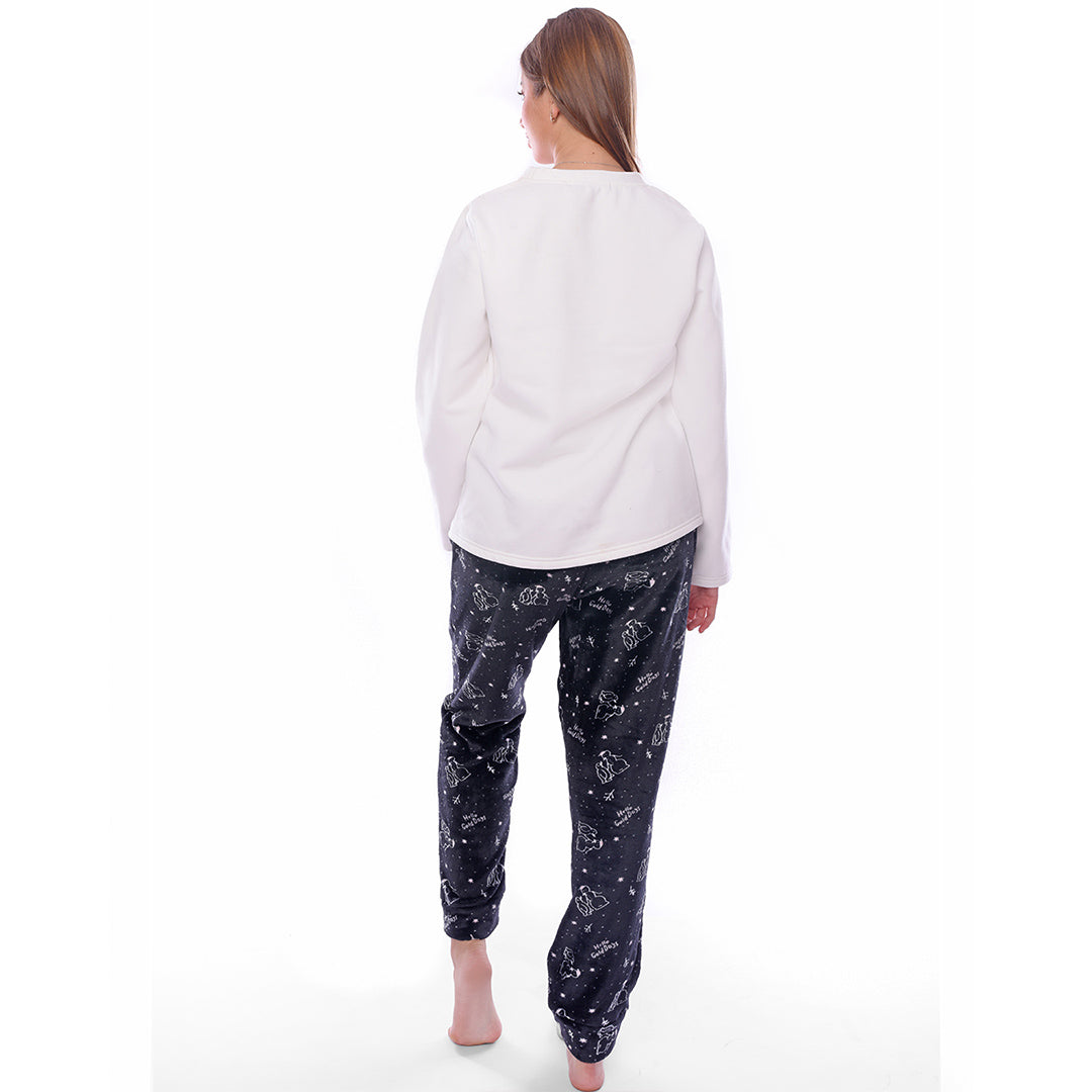 Hello Cold Days White Full Pyjama