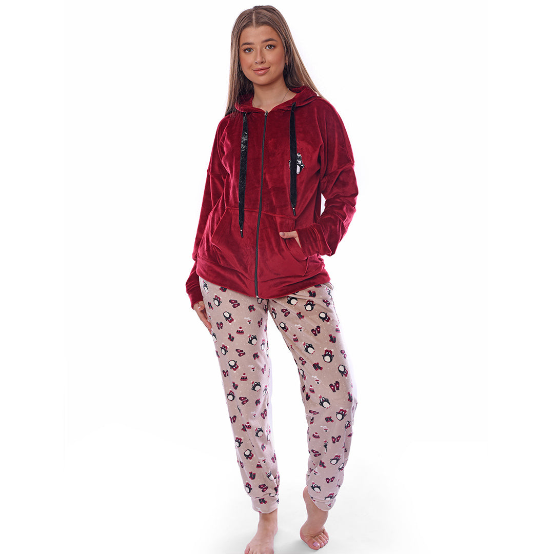 Cozy Shirt Winter Full Pyjama Burgundy