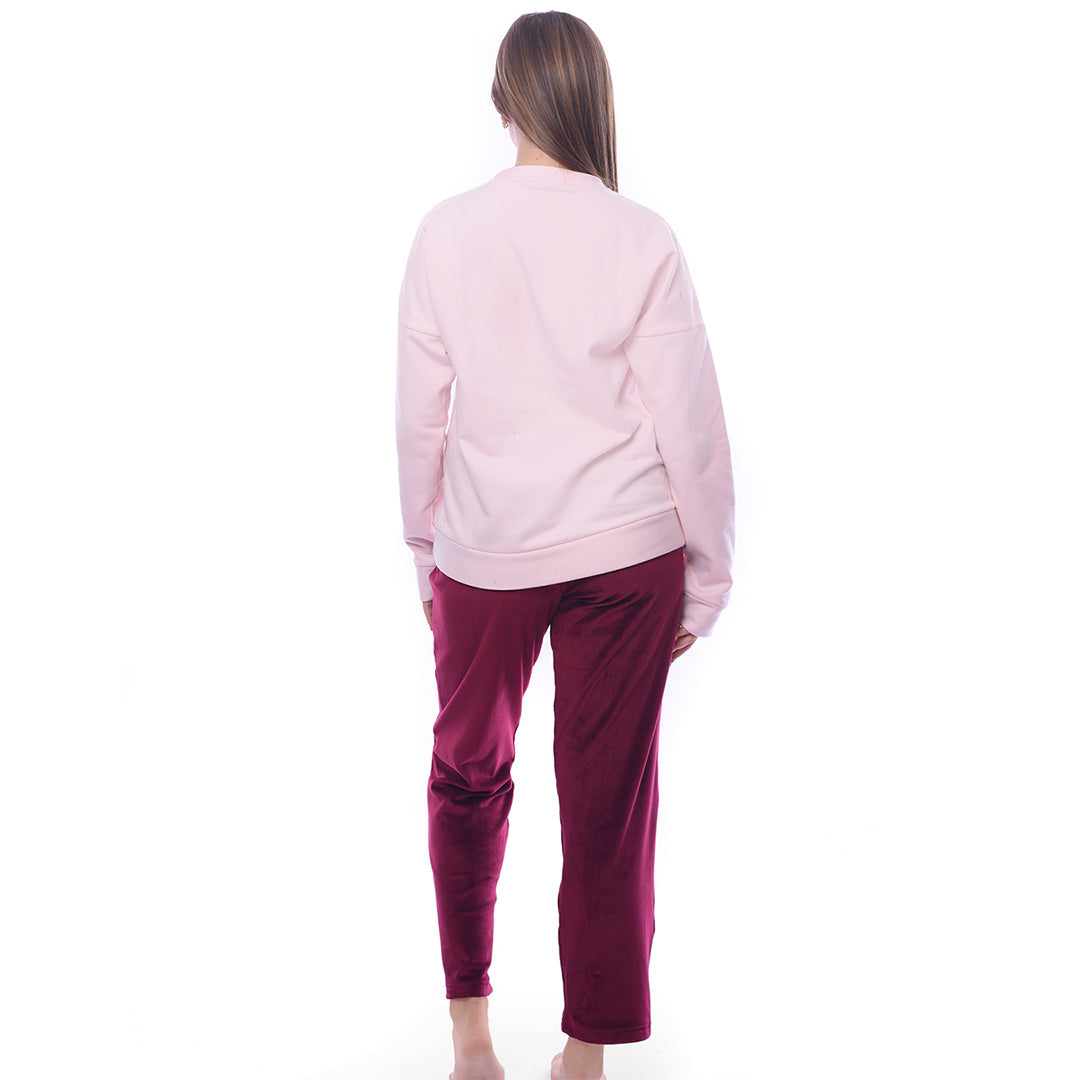 Pink & Red Winter Full Pyjama Melton