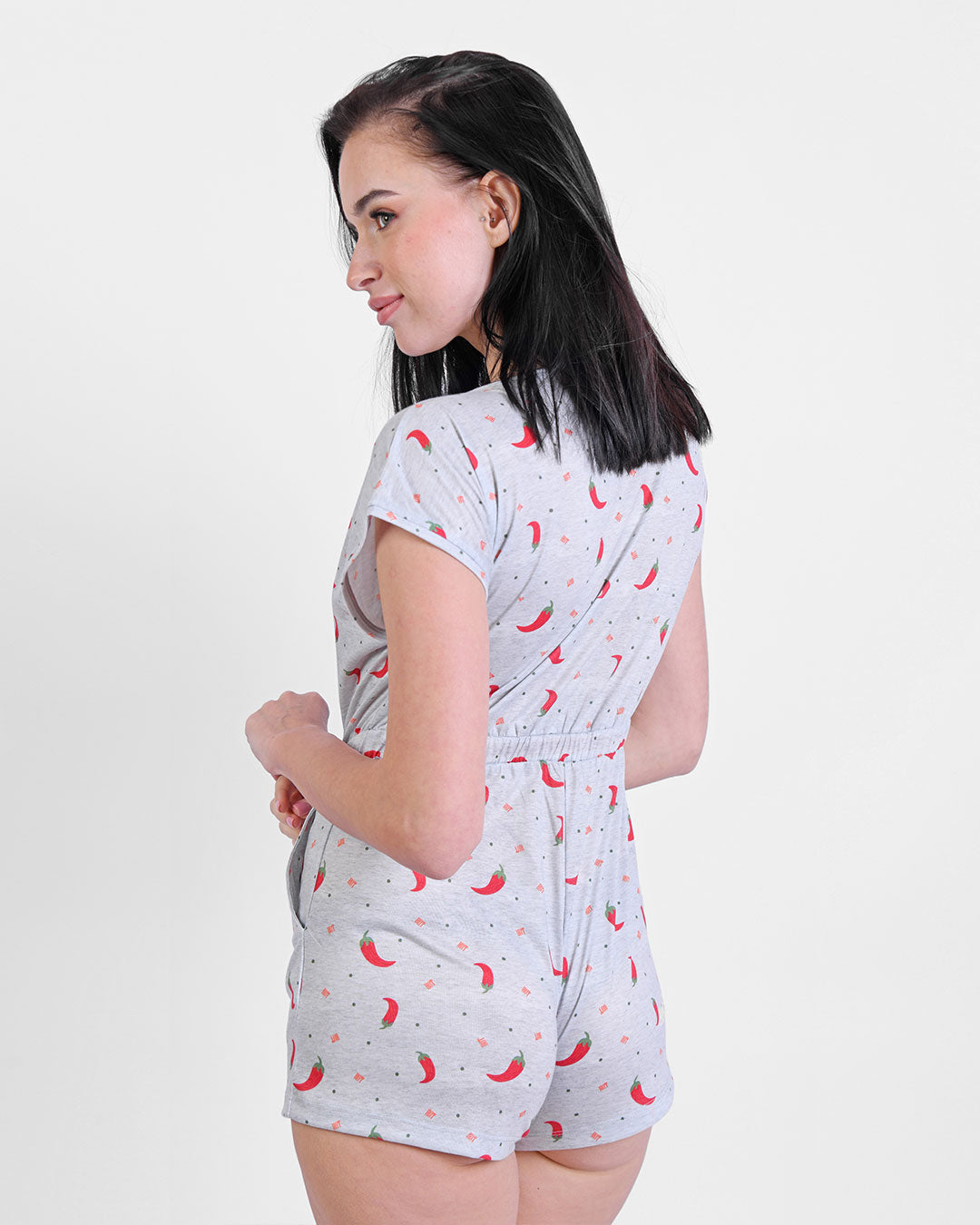 Chilies Summer Romper With Twill Tape Gray