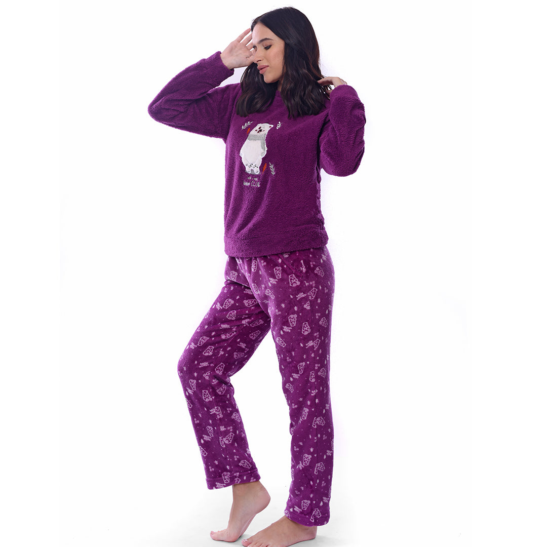 Bear Purple Shirt Full Winter Pyjama