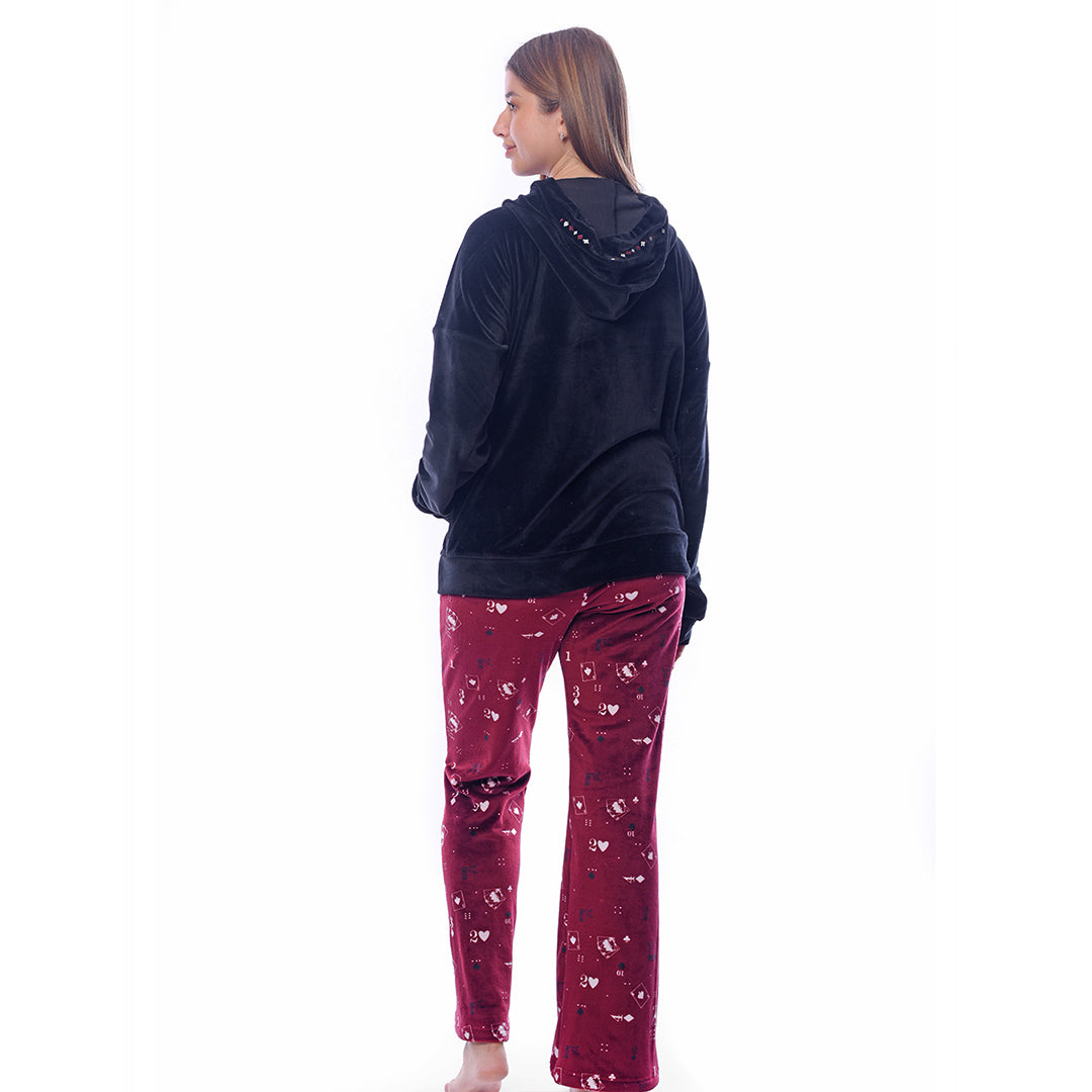 Red Playing Pyjama Velour - White Shirt
