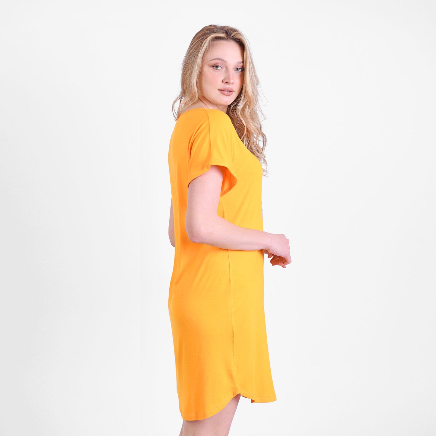 Green Summer Sleeping Shirt V neck Yellow