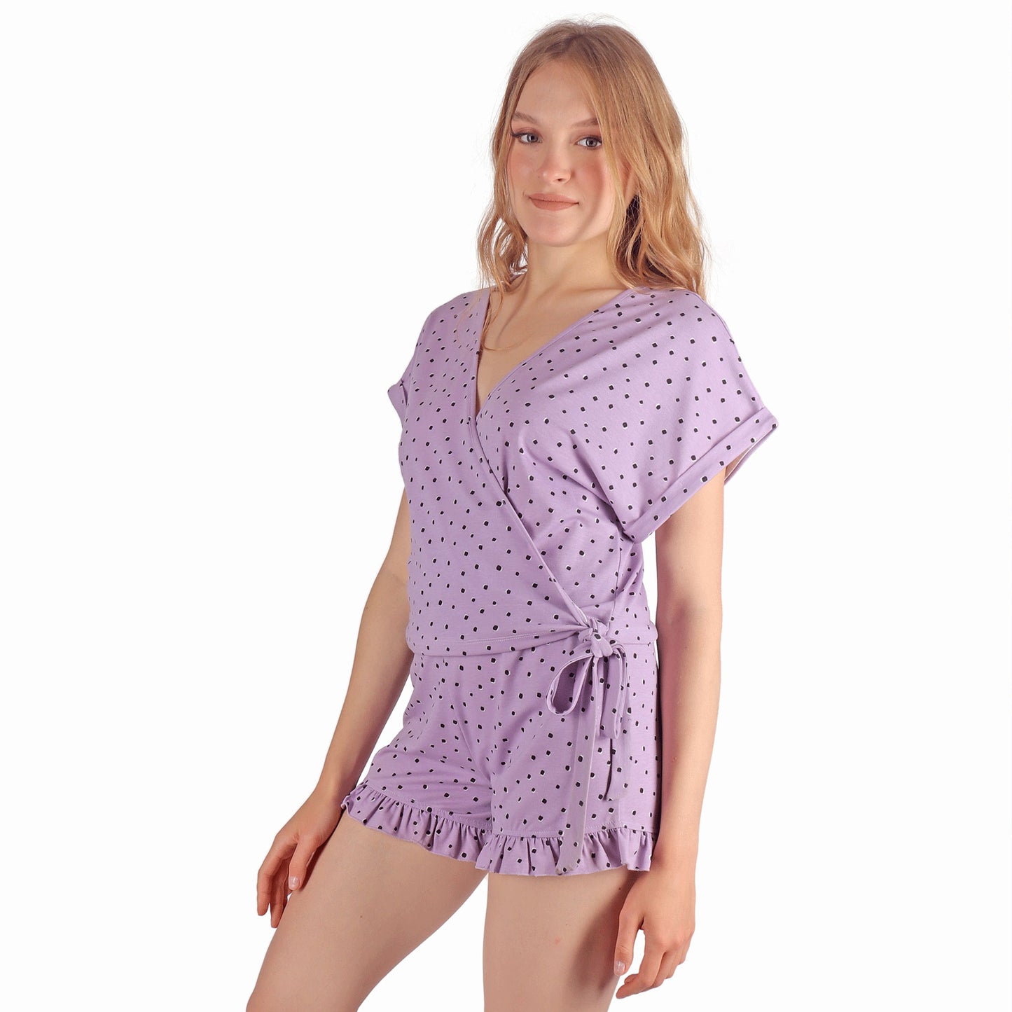 Dots Summer Pyjama Short - Purple