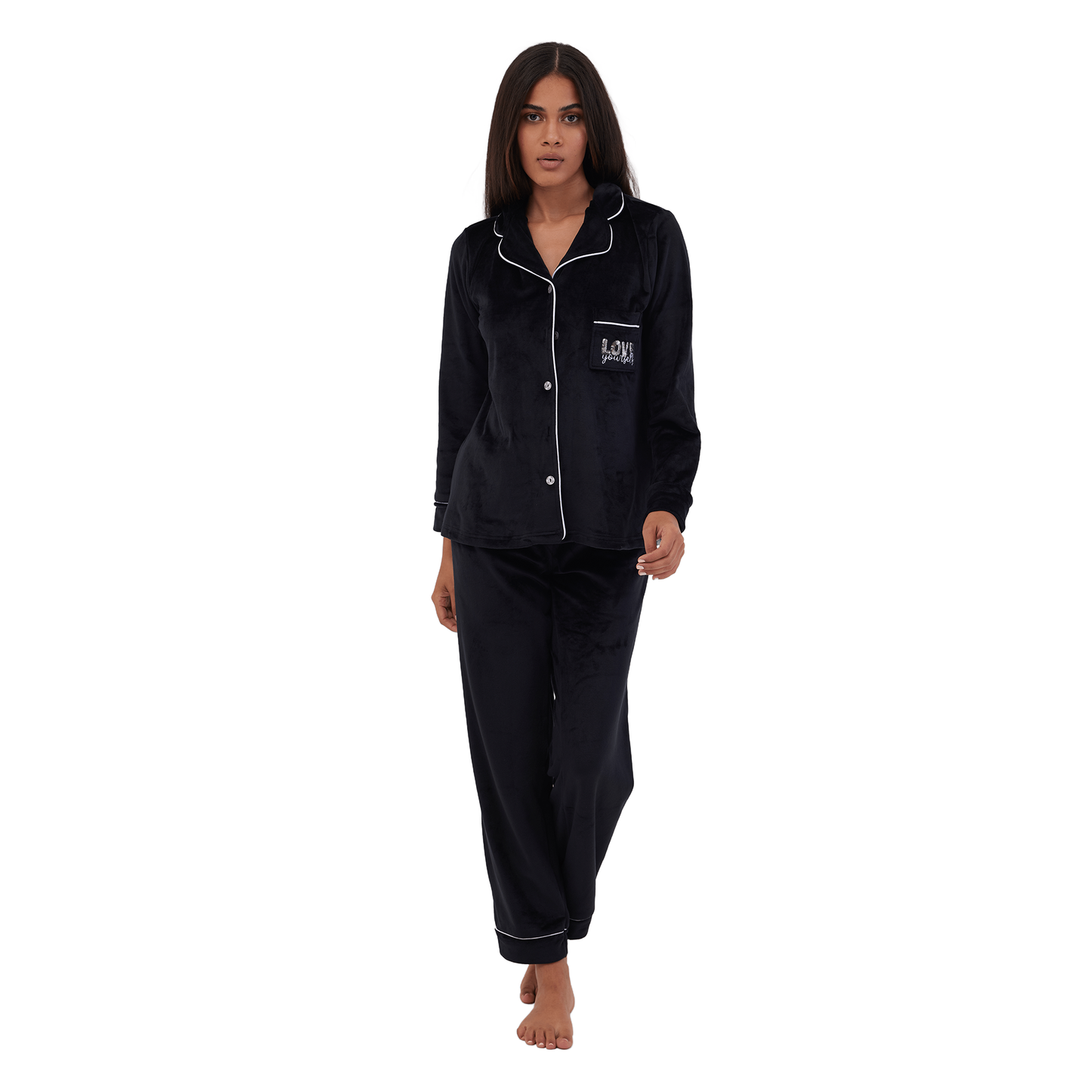 Cafe & Black Winter Full Pyjama Black