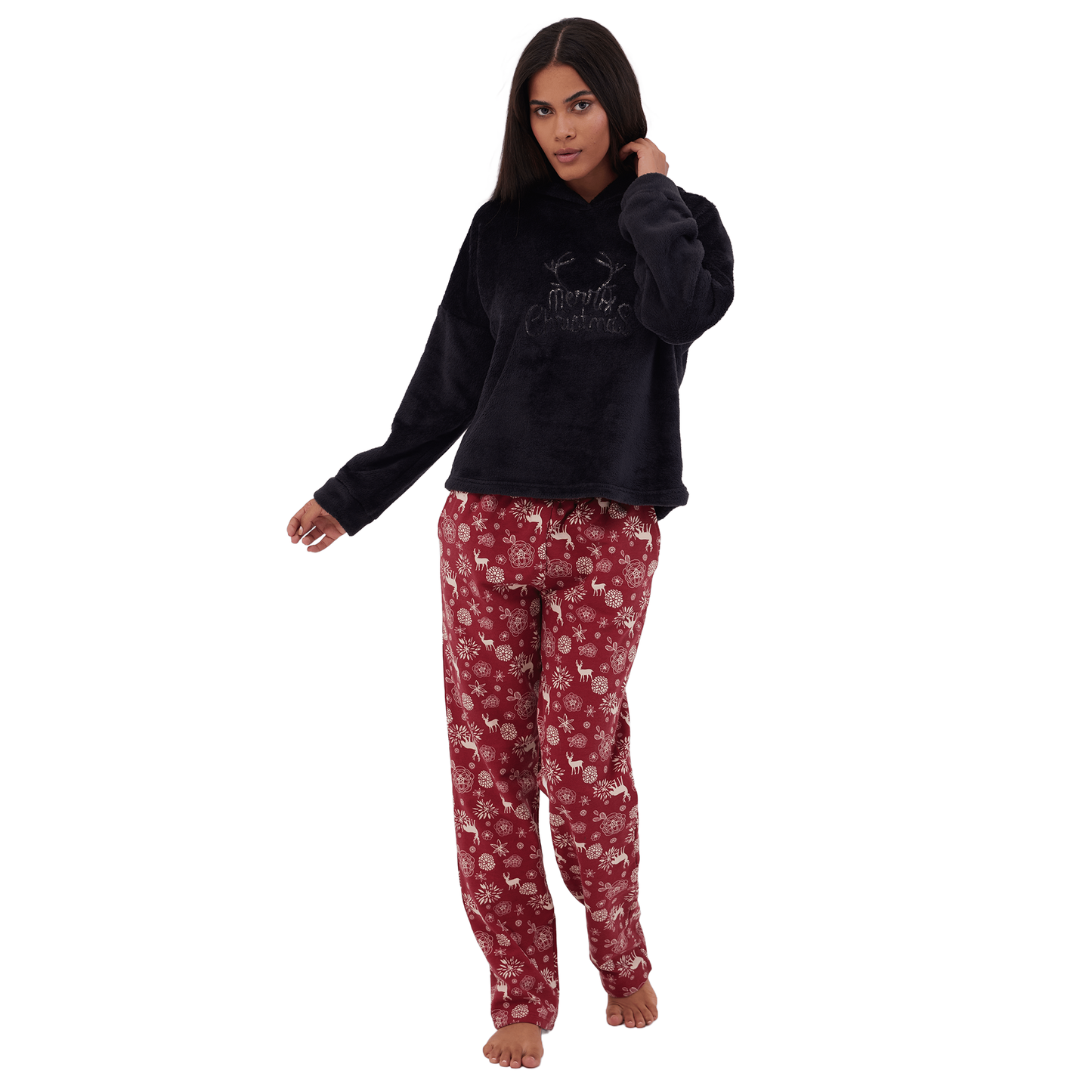 Elegant Butterflies Full Winter Pyjama Black