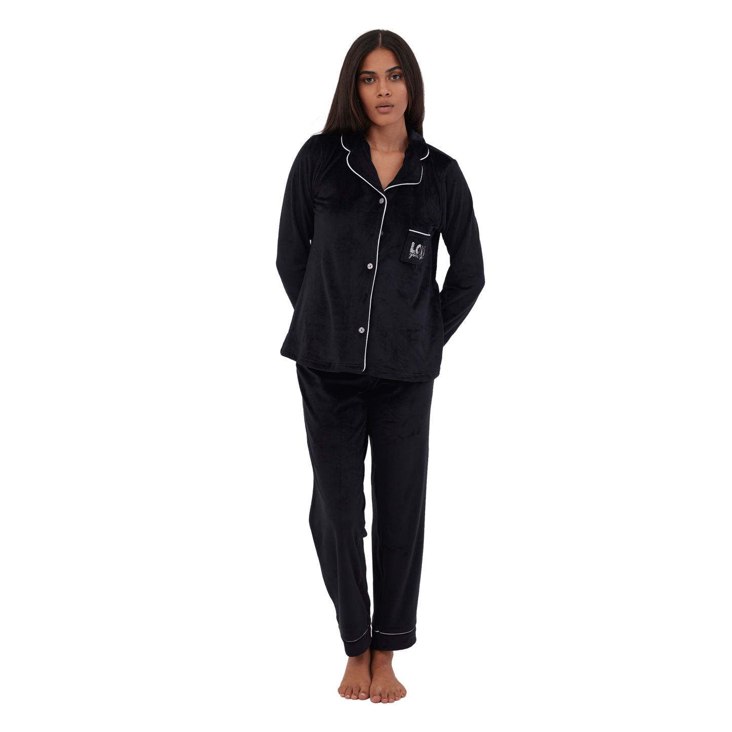 Cafe & Black Winter Full Pyjama Black