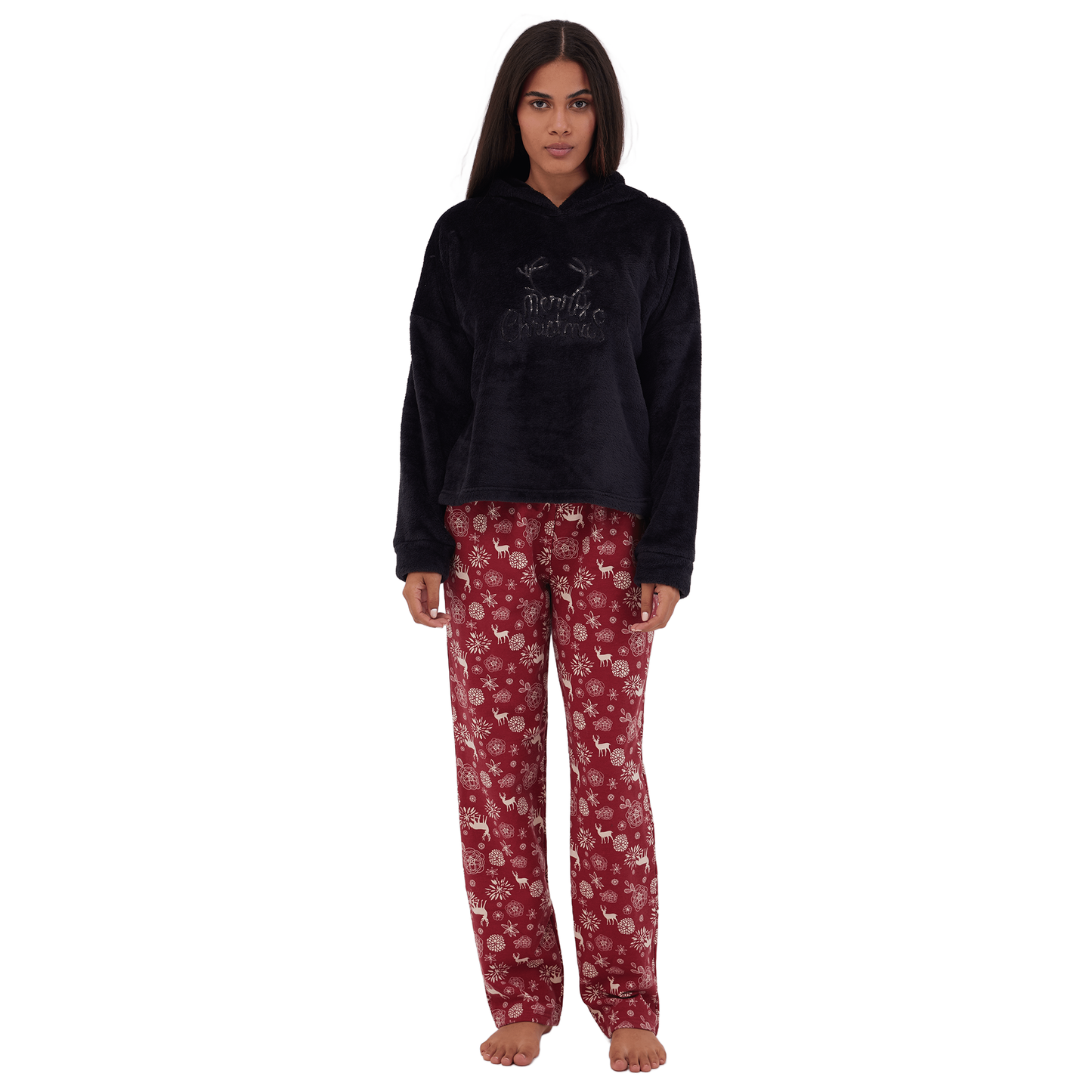 Elegant Butterflies Full Winter Pyjama Black