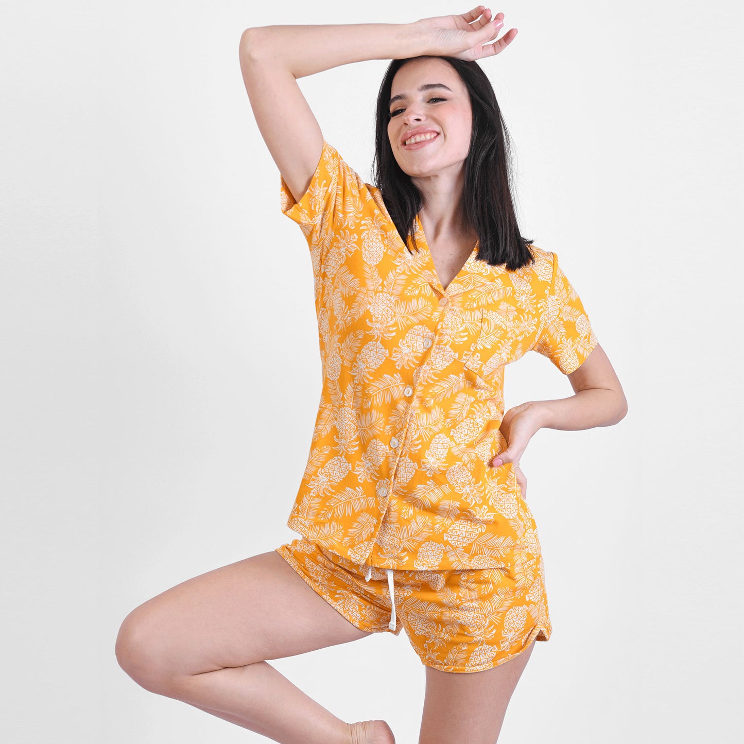 Pineapple Summer Short Pyjama Yellow