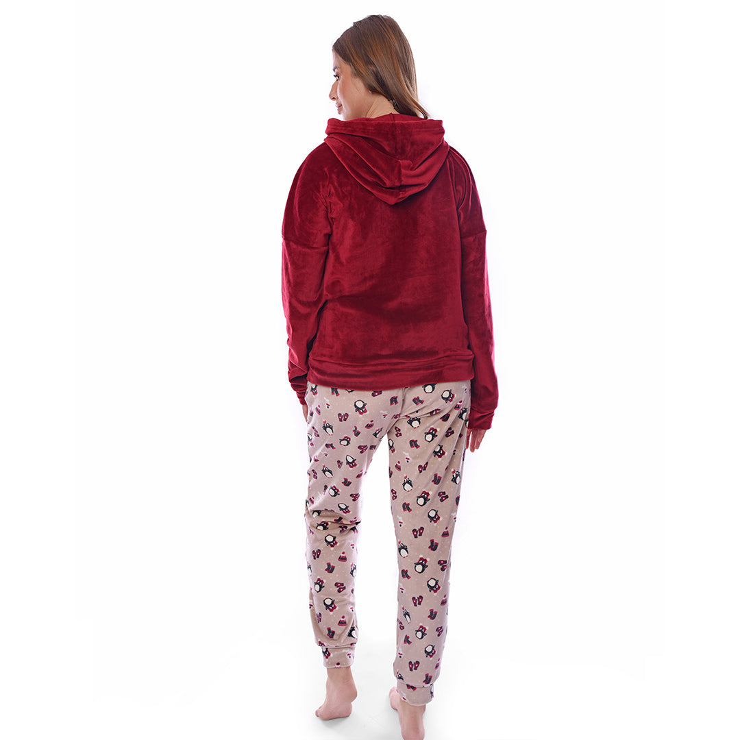 Cozy Shirt Winter Full Pyjama Burgundy