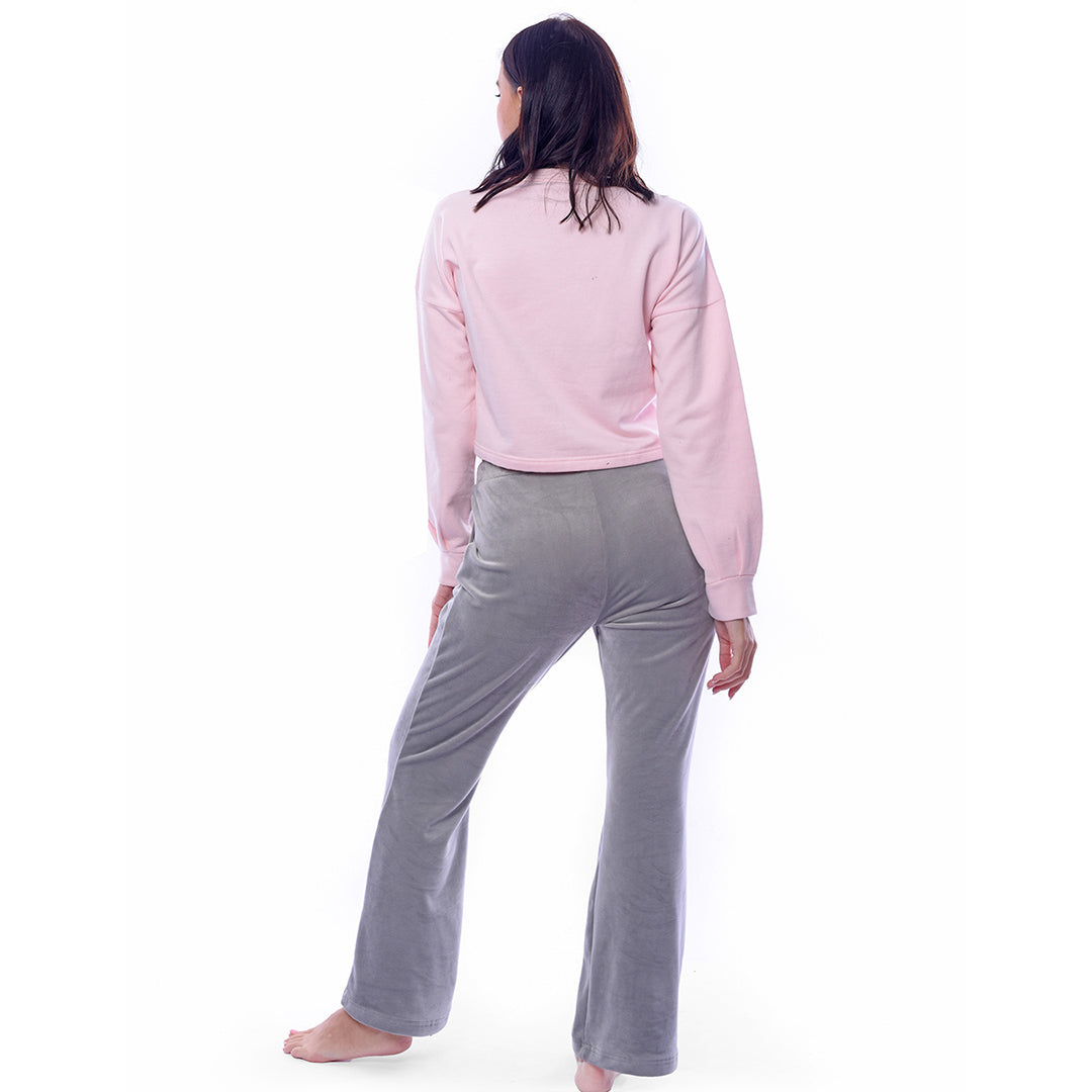 Plain Grey Winter Full Pyjama Velour
