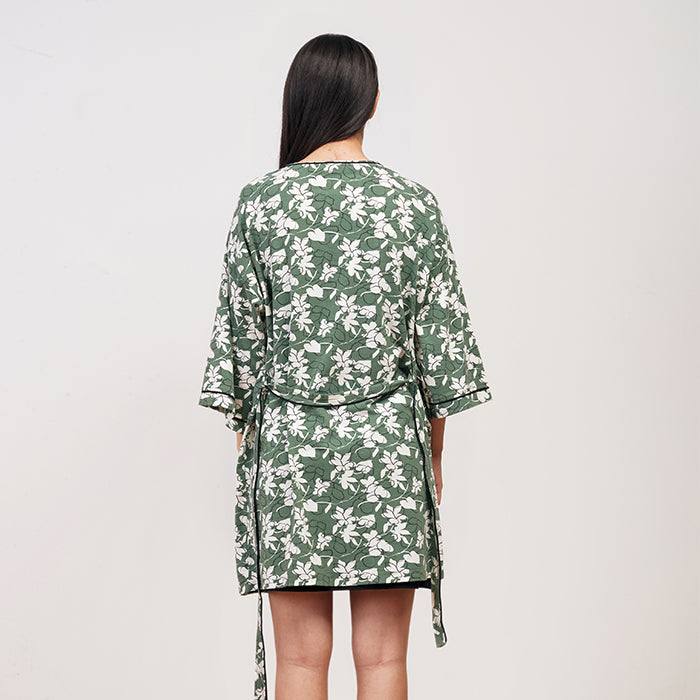 Green Flower Short Robe Only Green