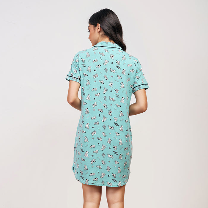 Little Paws Summer Half Sleeves Nightshirt - Baby Blue