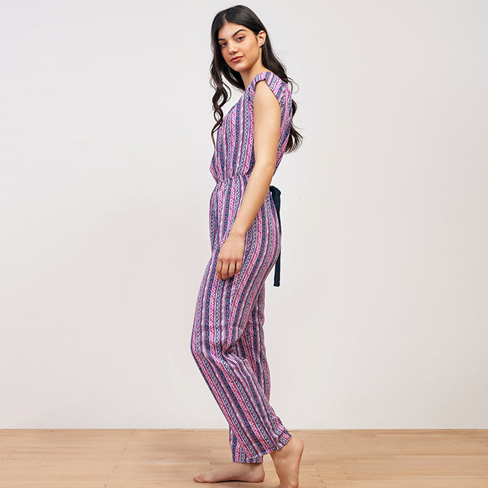 Boho Stripe Summer Jumpsuit Off-Shoulder