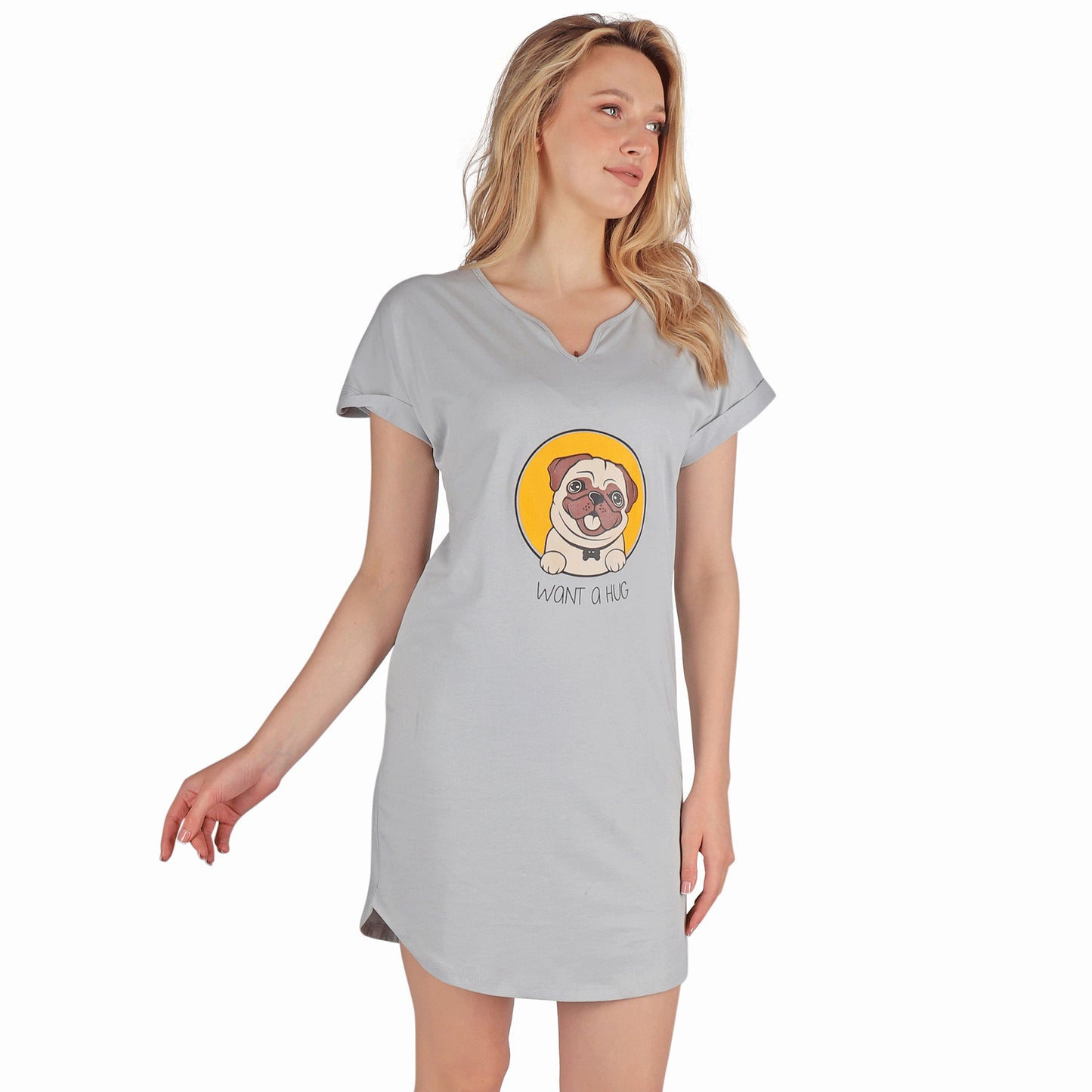 Pineapple Summer Short Nightshirt Gray