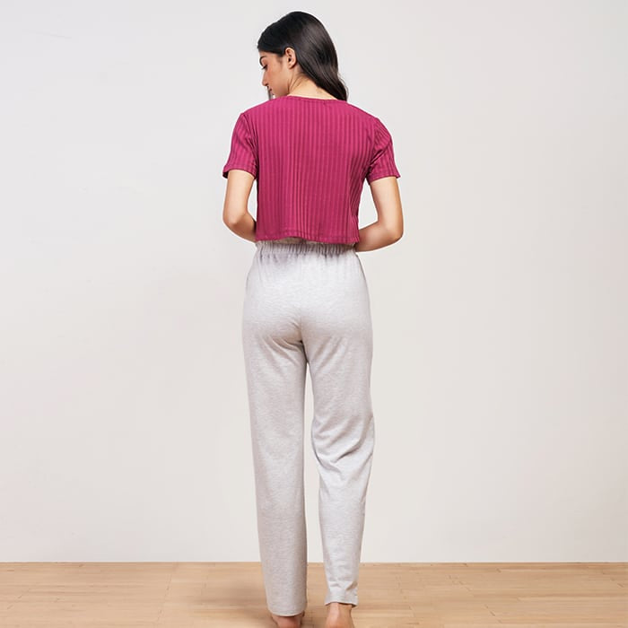 Purple plain Summer full Pyjama - Purple