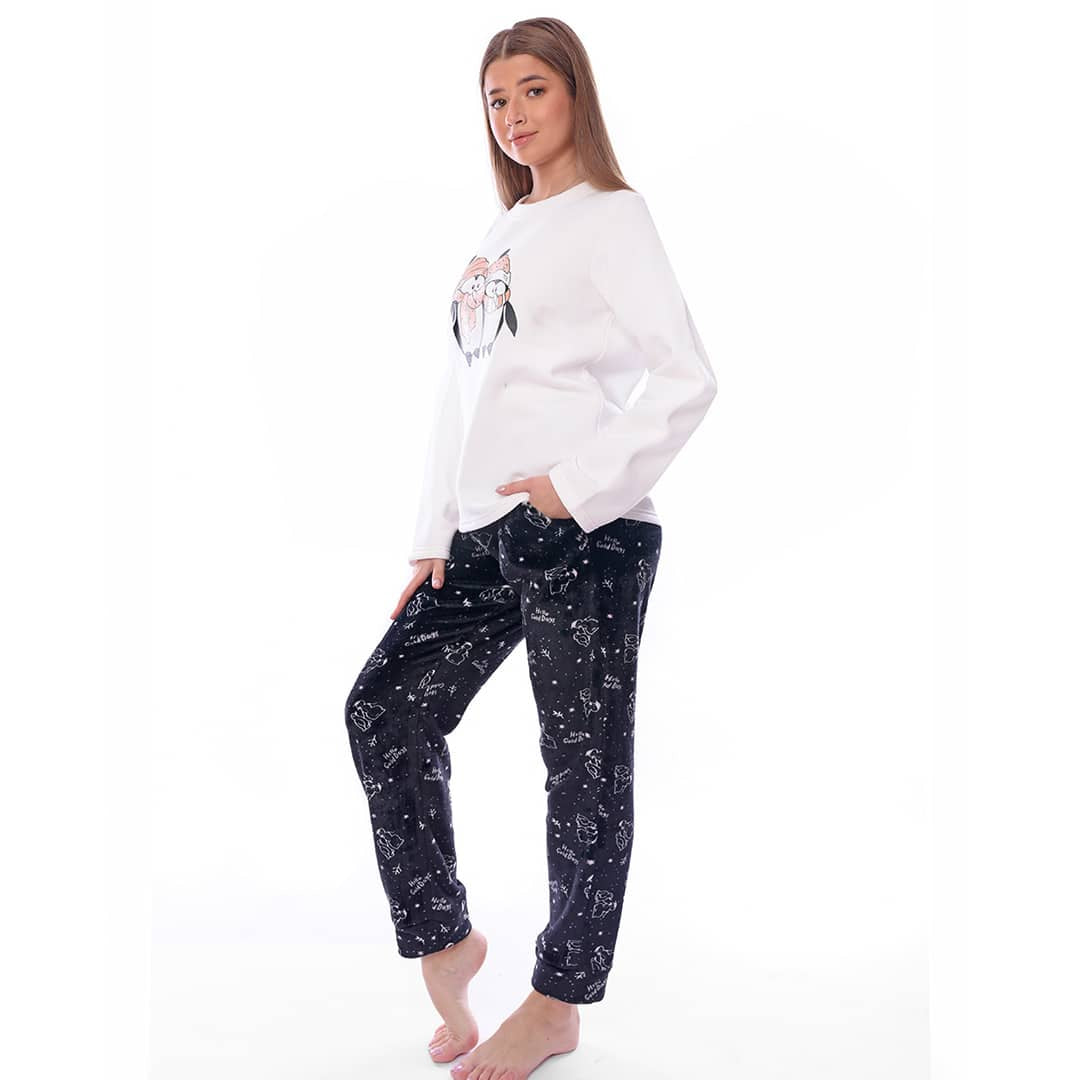 Hello Cold Days White Full Pyjama