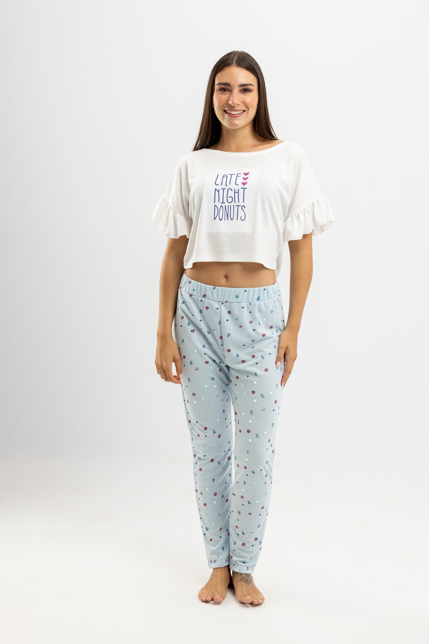 Night donuts Summer Full Pyjama White