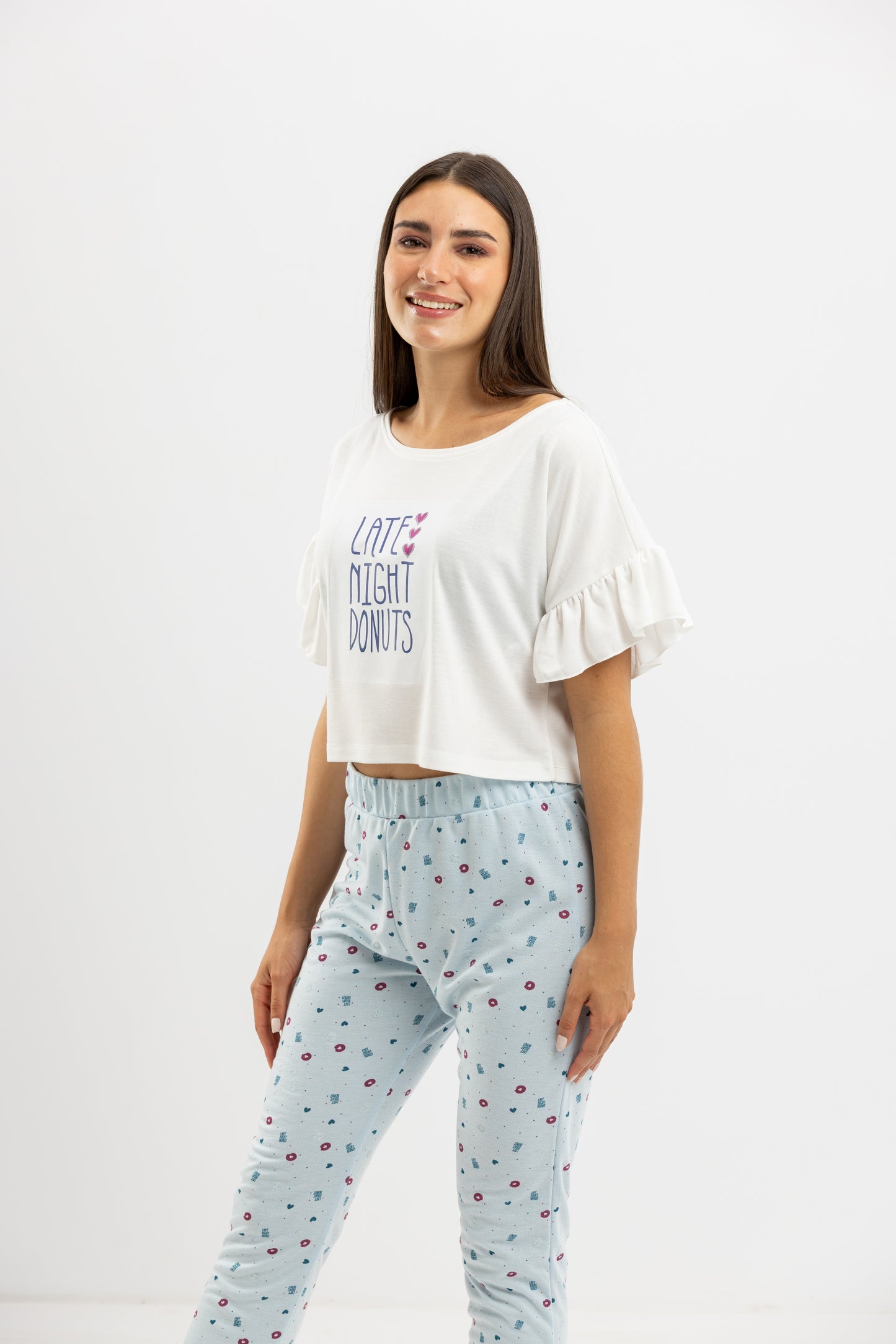 Night donuts Summer Full Pyjama White