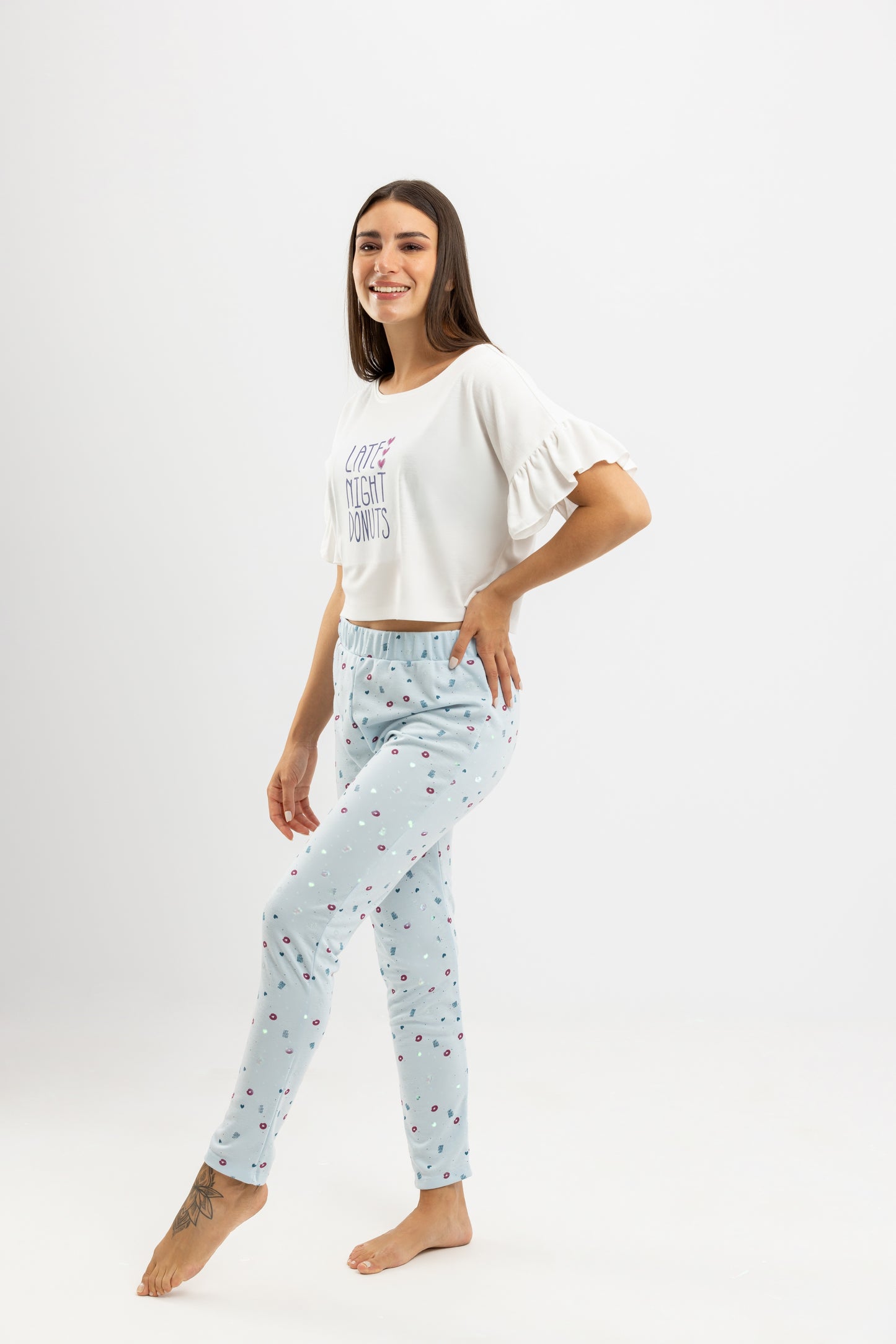 Night donuts Summer Full Pyjama White
