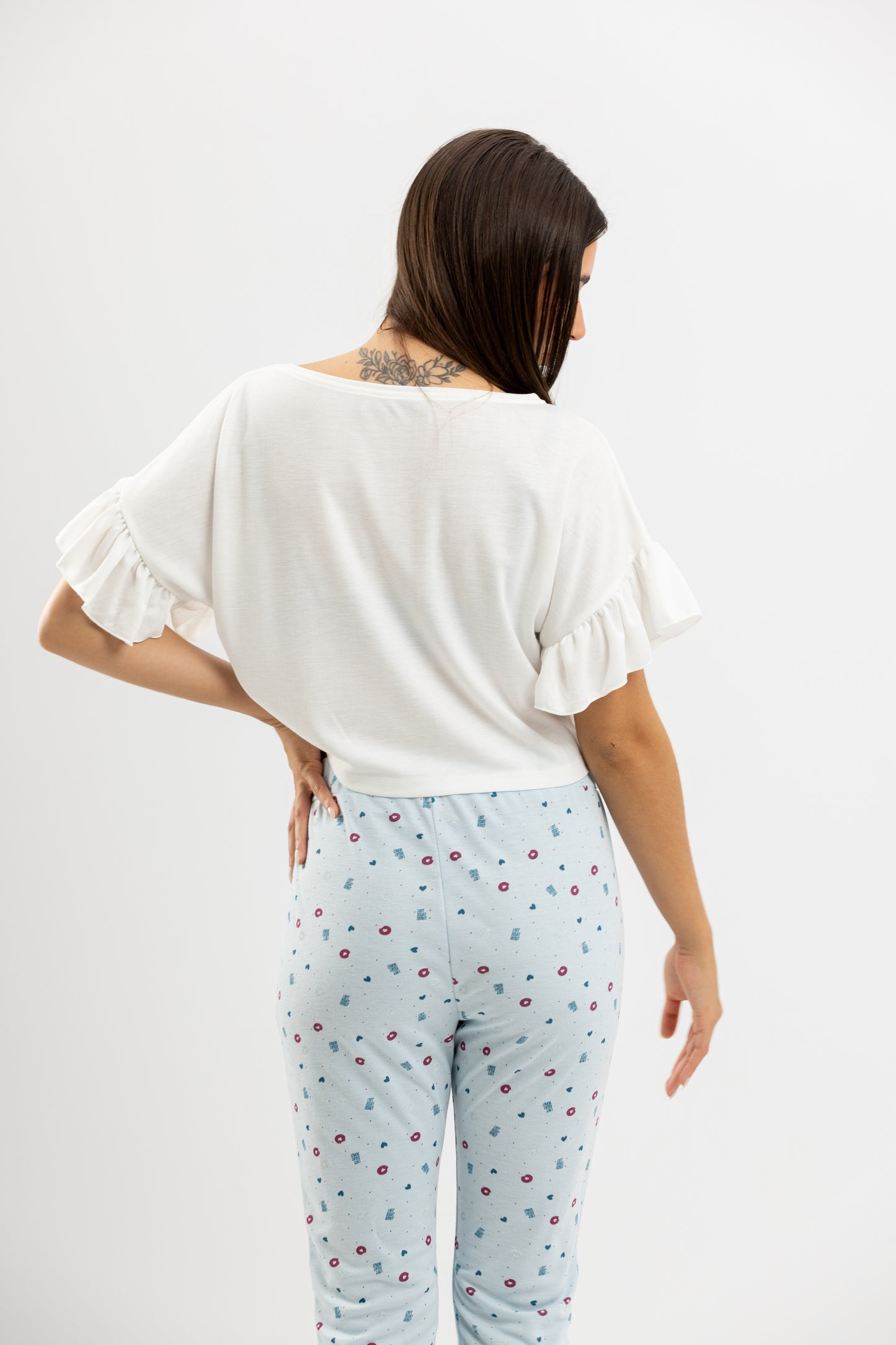 Night donuts Summer Full Pyjama White