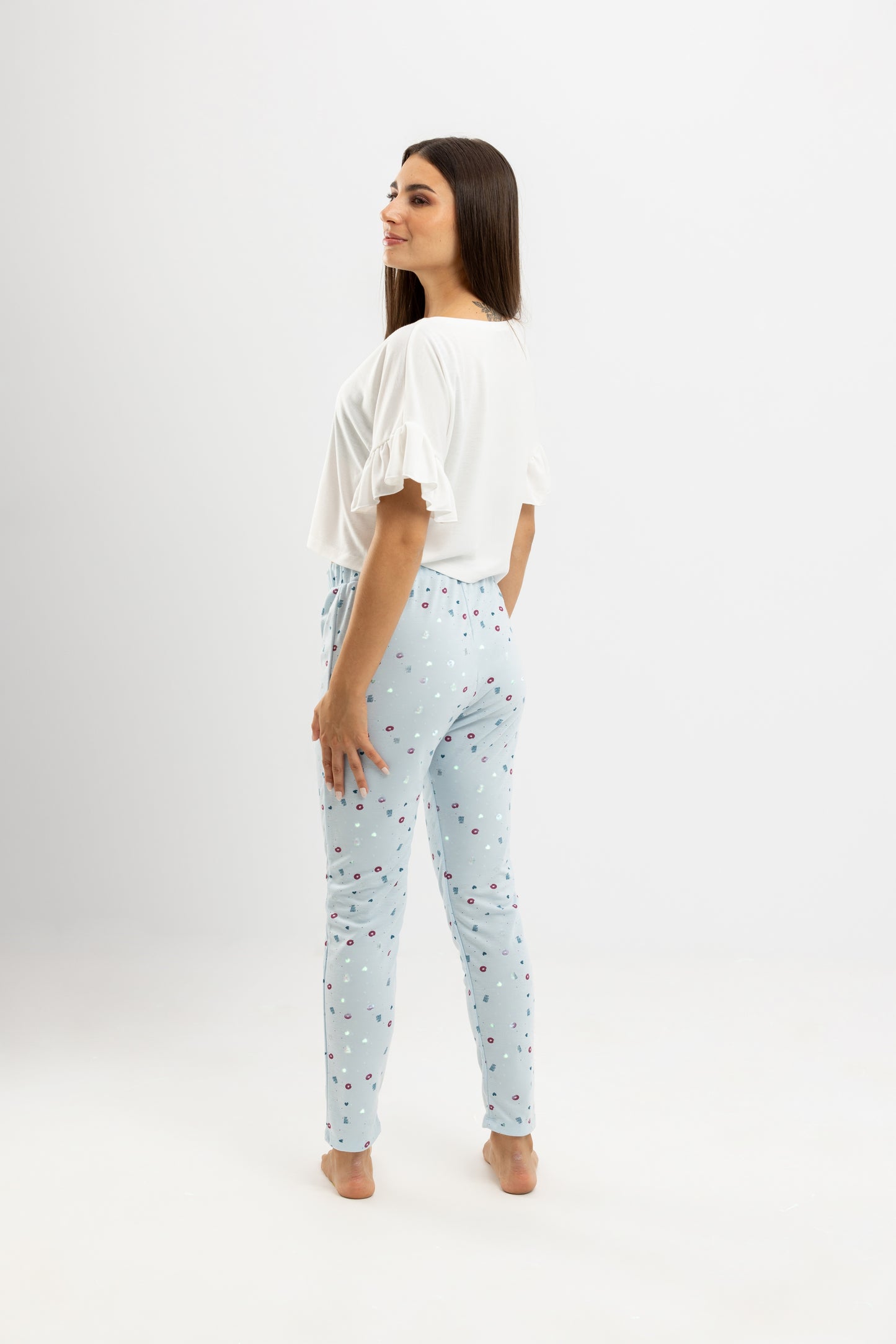 Night donuts Summer Full Pyjama White