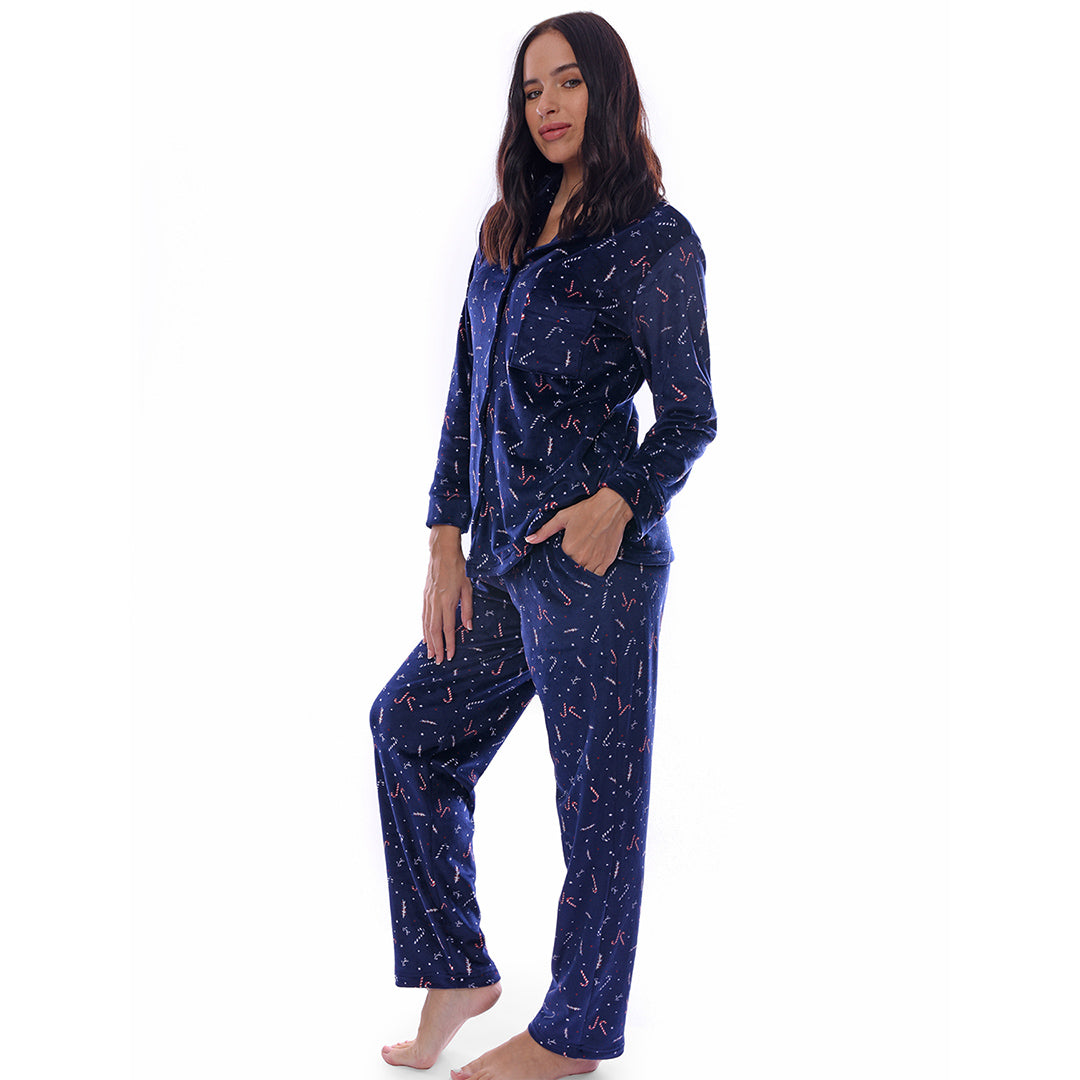 Candy Cane velour winter full pyjama
