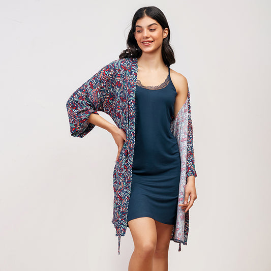 Geomatrice floral Summer Nightshirt Only – Navy