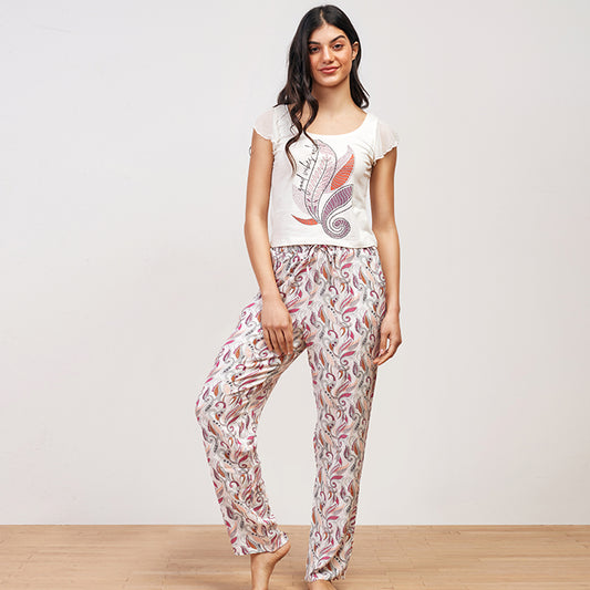 Paisley dots Summer full Pyjama – White