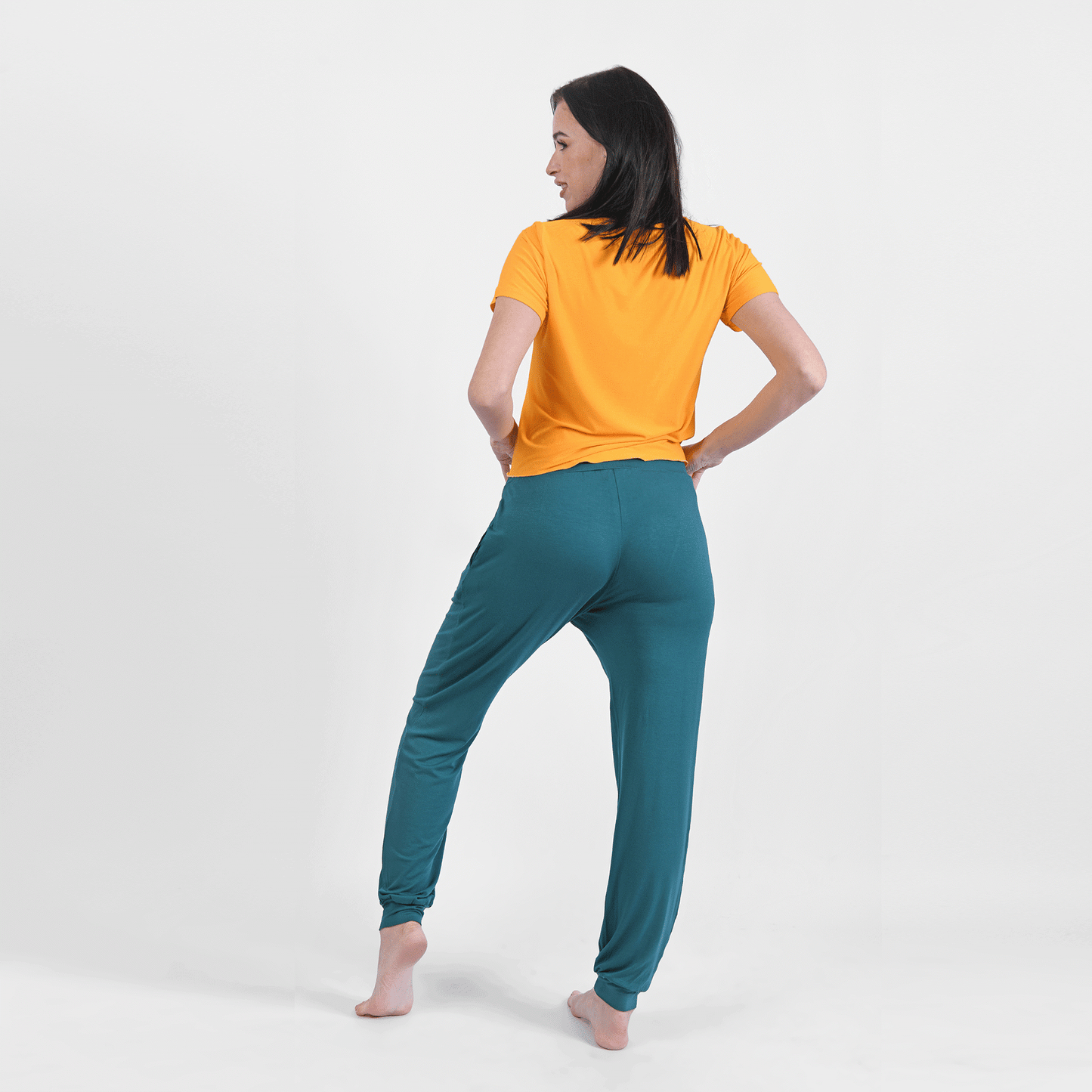 Green Summer Full Pyjama Tie-Hem Top Orange