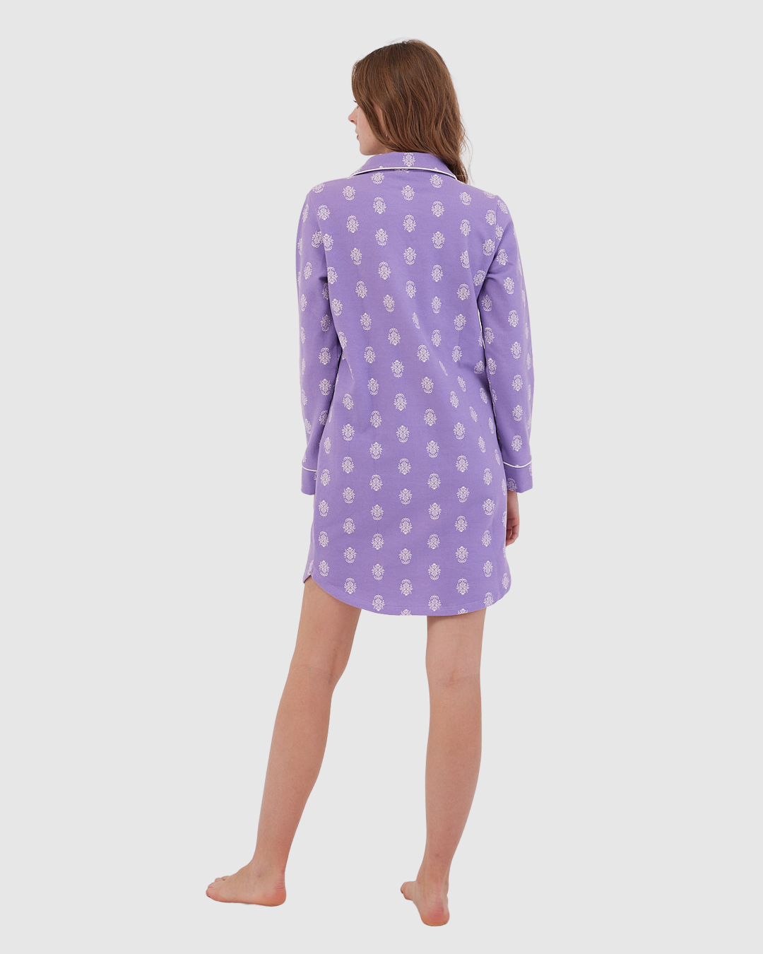 Lavender Motif Winter Nightdress Purple