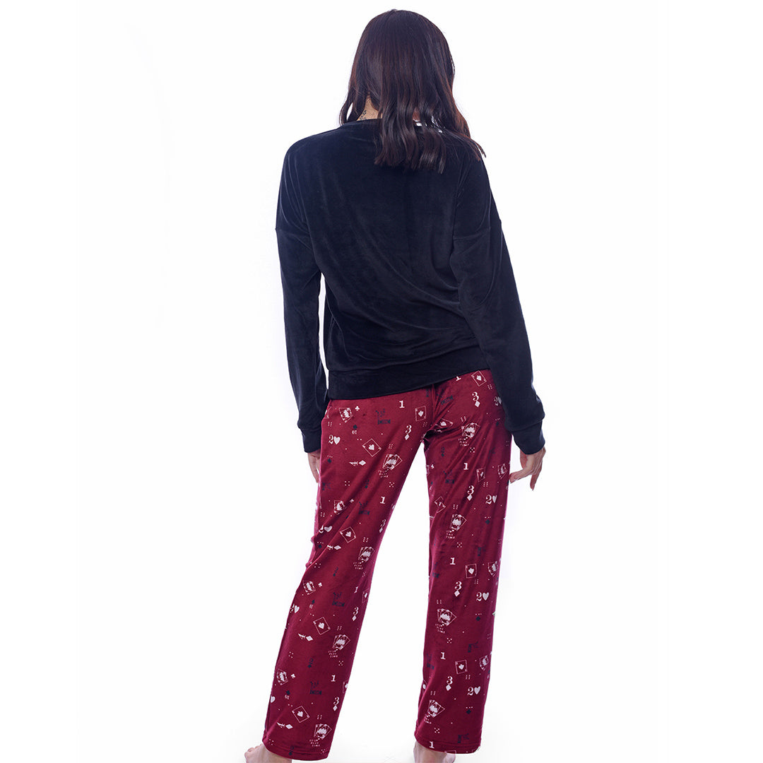 Red Playing Winter Full Pyajama Velour